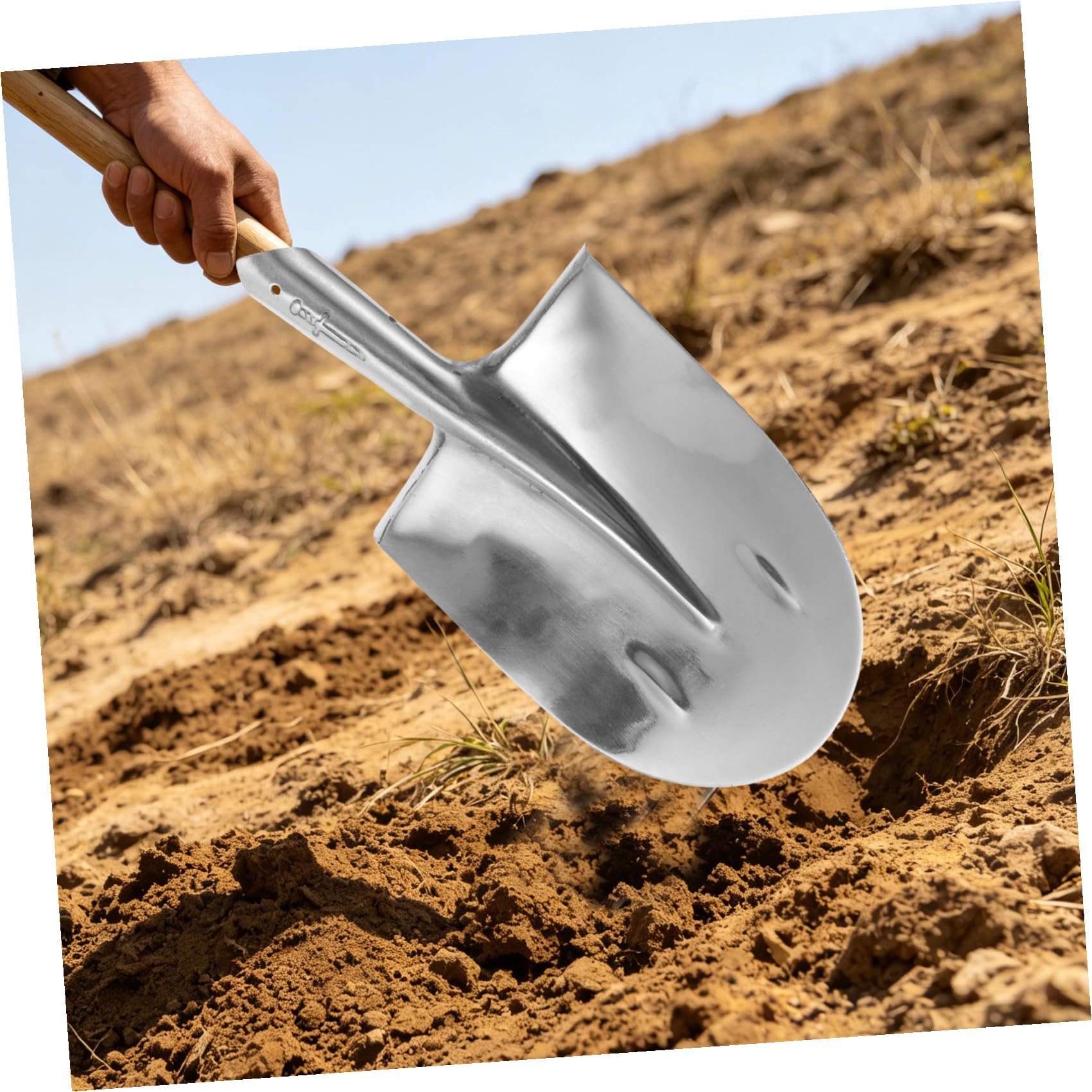 HOMSFOU Pala de Acero para Agricultura Borde Redondeado, Resistente a Impactos y Compatible para Excavación en Suelo, Adecuado para Camping y Uso al Aire Libre