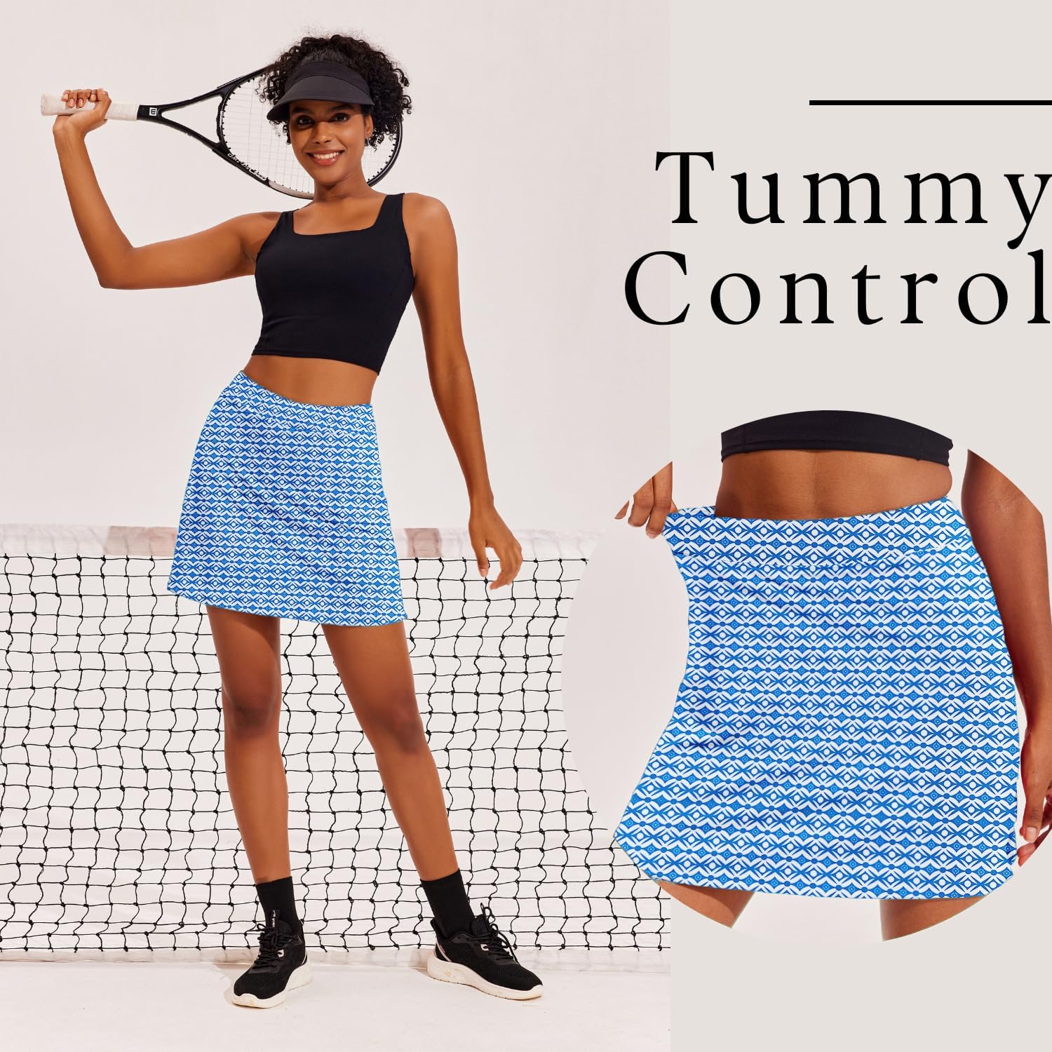Ekouaer 16“ Golf Skorts for Woman with Inner Pockets Silicone Grippers Tennis Skirt Quick Dry Athletic Pickleball Skort