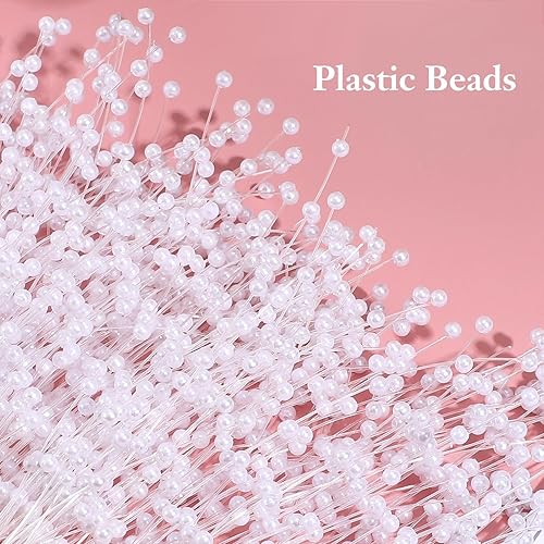 Miniatura 3 de Ultnice - 100 cuentas de perlas blancas de 22 pulgadas de plástico ABS duradero, decoración de boda, accesorios de ramo de novia, elegantes