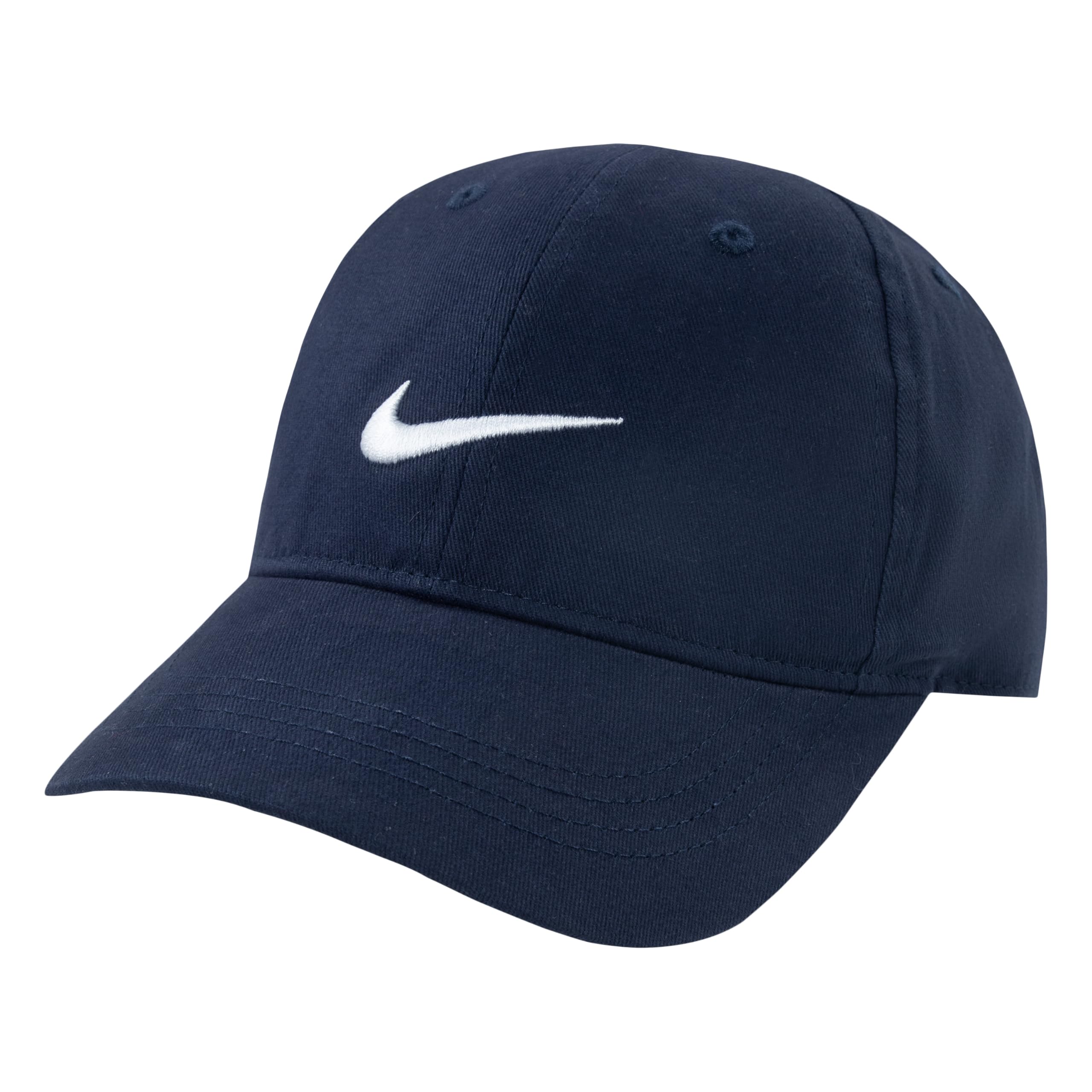 NIKE Just Do It Sports Hat Adjustable Sun Cap 4-7 (Obsidian Navy Blue with White Swoosh)