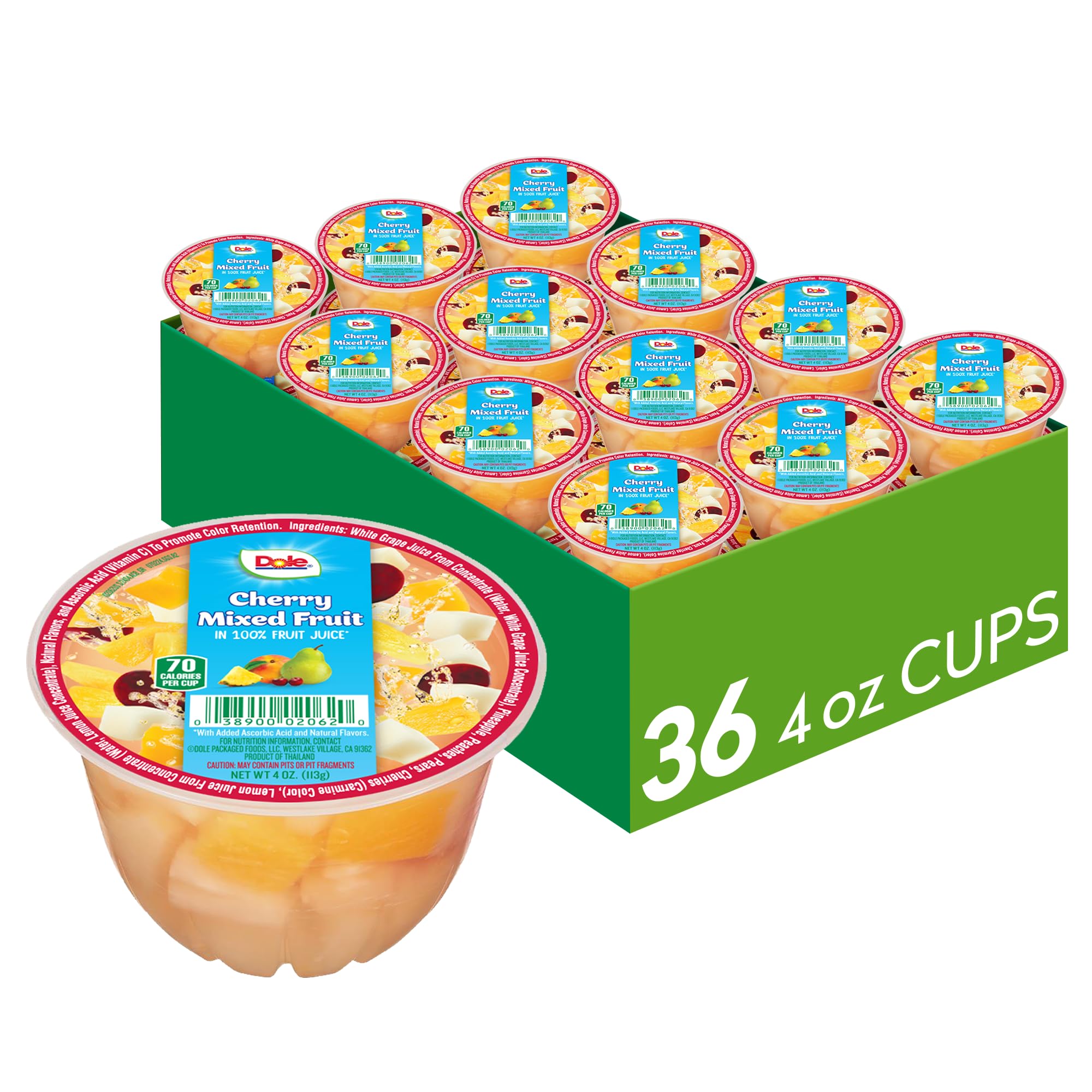 Amazon.com: Dole Fruit Bowls Cherry Mixed Fruit in 100% Juice