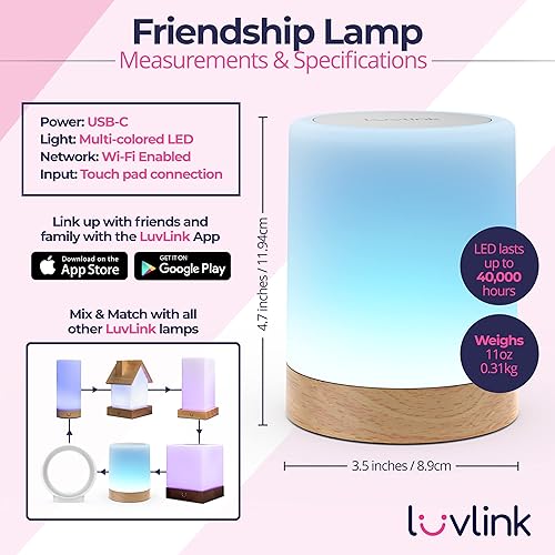 Miniatura 3 de LuvLink Amistad Lamp v2.0 (individual)  Lámparas táctiles WiFi de larga distancia para parejas, amigos y familia  Mantente conectado desde cualquier