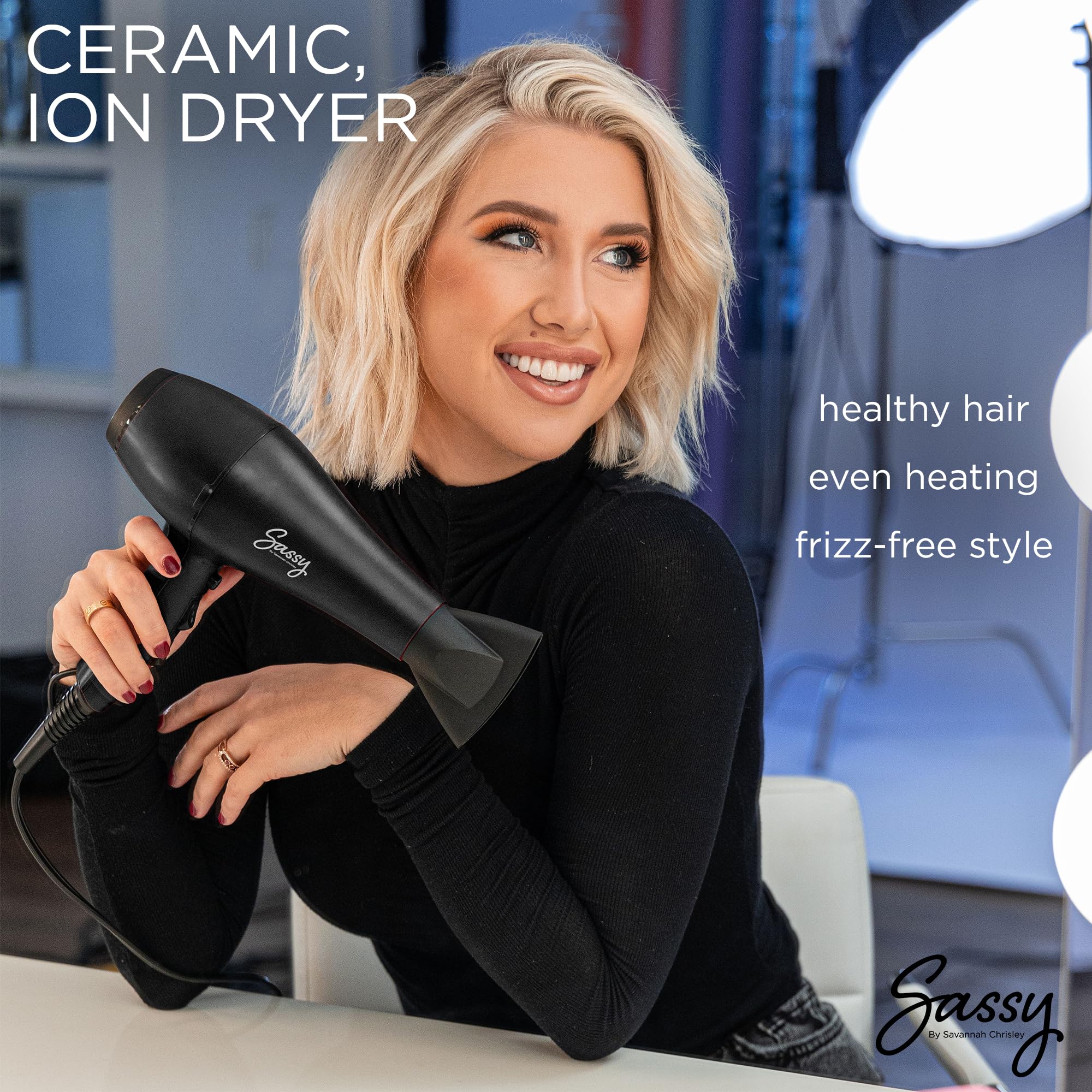 Amazon.com : Sassy Ceramic Ion Hair Dryer, 1875-Watt Salon Dryer