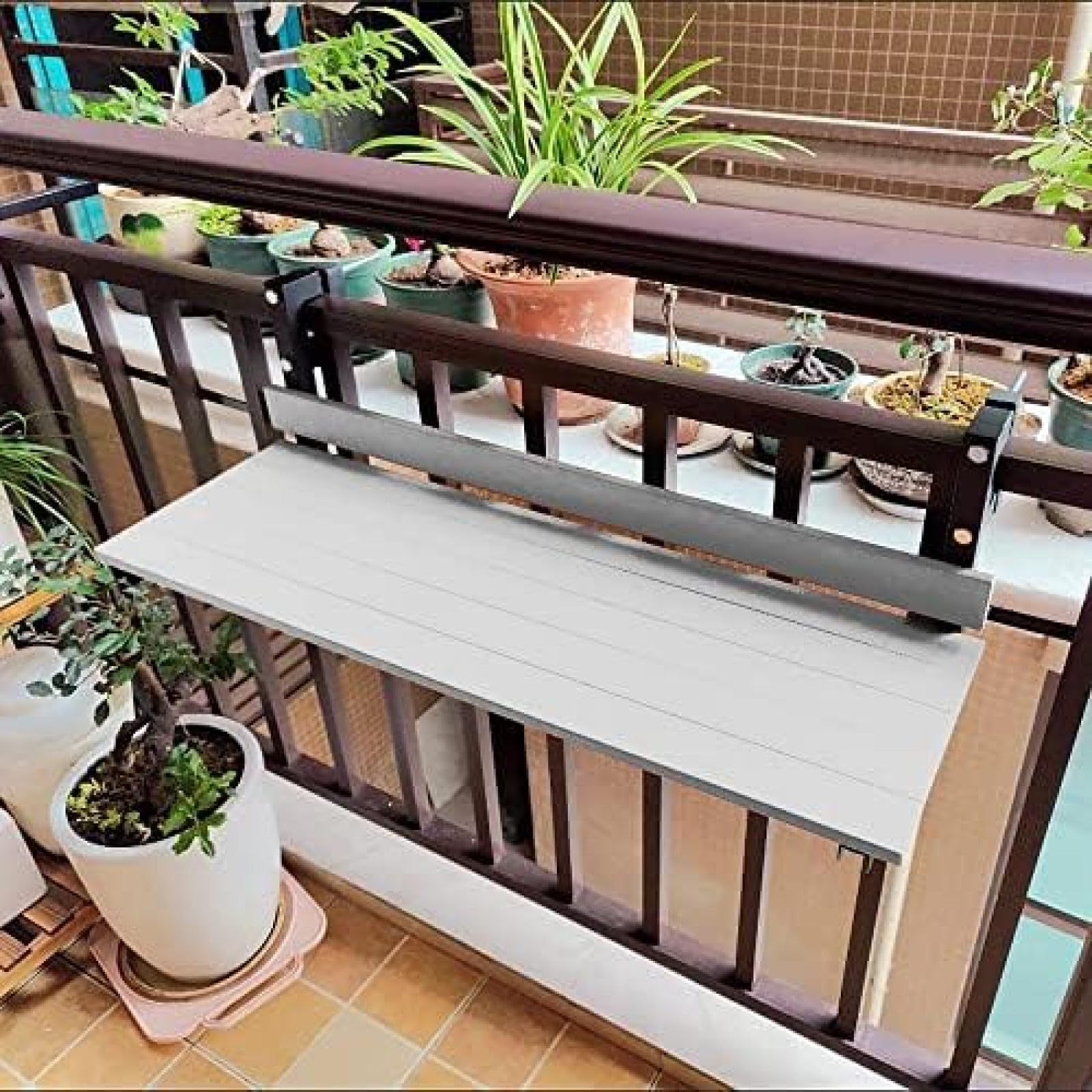 Balkonowy Stolik Barowy Do Balustrad, 80*26cm/31,4*10,2 Cala, Stolik Barowy Na Zewnątrz, Stół Balkonowy Stół Barowy Na Zewnątrz Patio, Składany Stolik Boczny, Małe Składane Biurko Do Serwowania, S