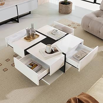 Merax Unique Color Matching & Line Design Coffee Table with