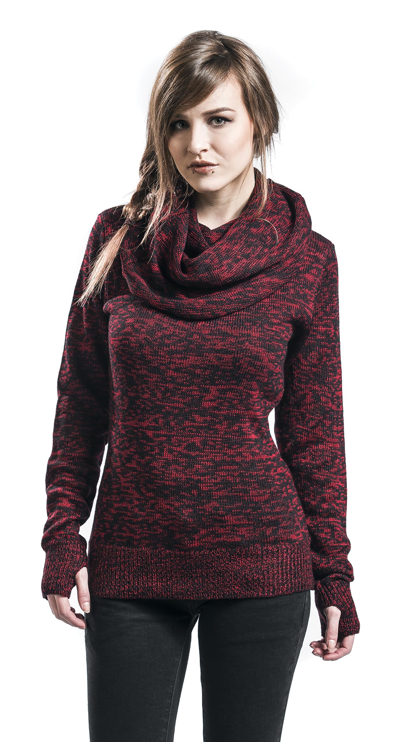 Black Premium by EMP Mujer Jersey Rojo Cuello Alto