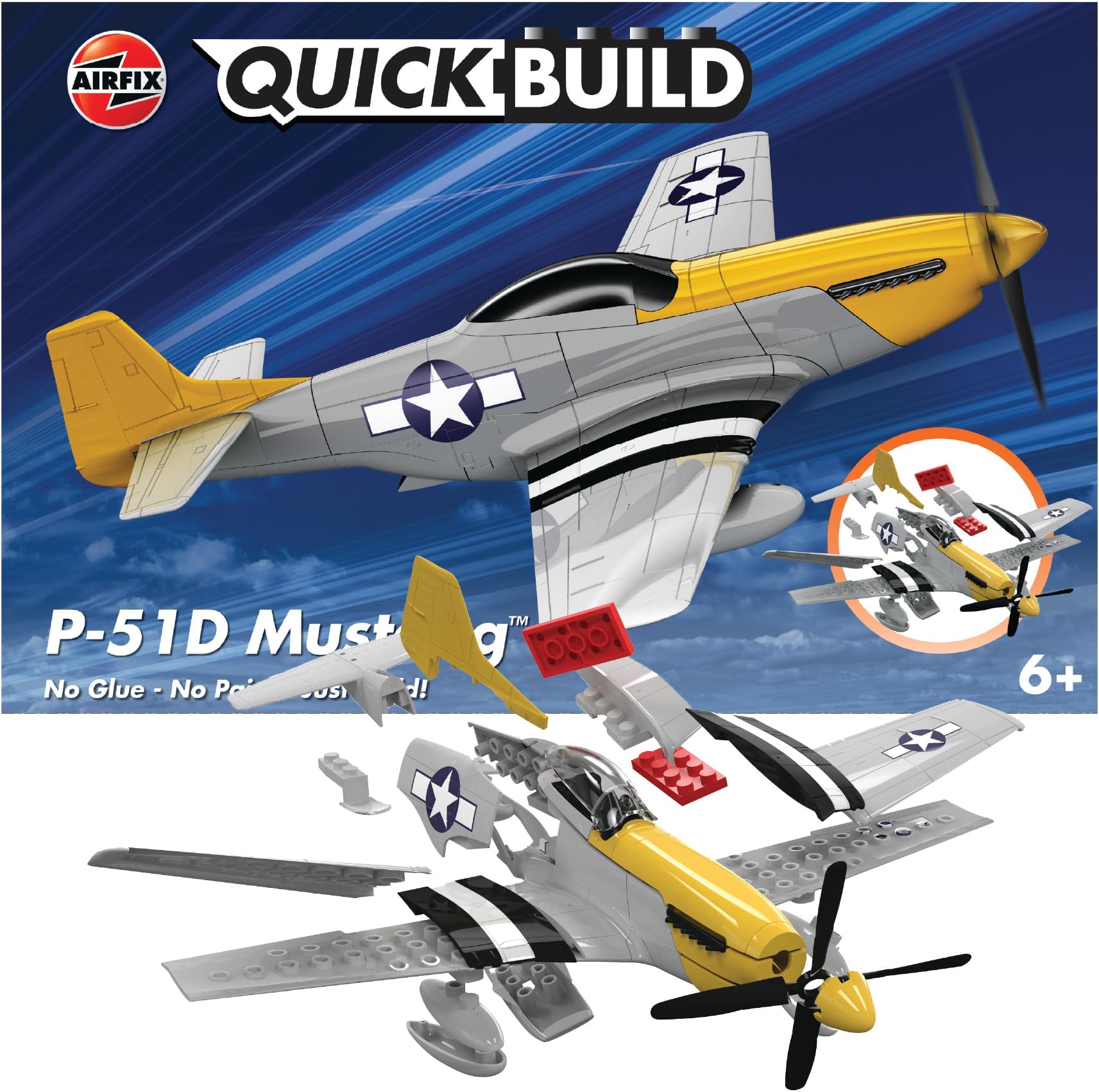 J6016 Quick Build Mustang P-51D Model Kit, Multicolor