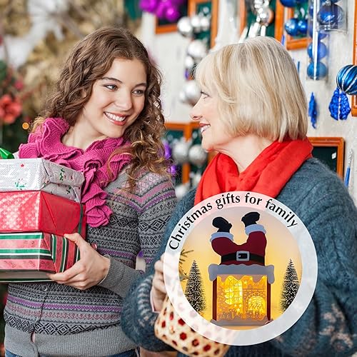 Miniatura 5 de Decoración de papel con luz LED para chimenea de Navidad, decoración de papel con luz LED, caja de Papá Noel, centro de mesa, mantel de Navidad,