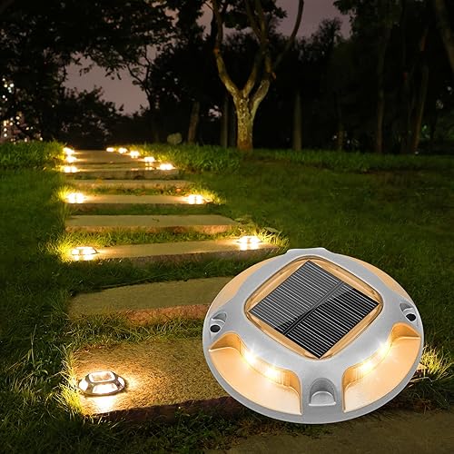 Miniatura 1 de VOLISUN Luces solares para entrada, luces marinas de muelle, paquete de 12, 2 colores en 1, luces LED de cubierta para exteriores, luces de