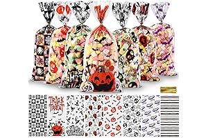Vellibring 120 Pcs Clear Halloween Candy Bags