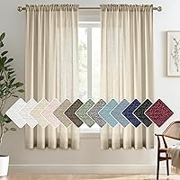 Vista 46 de Melodieux Cortinas semitraslúcidas blancas de 24 pulgadas de largo para cocina, cafetería, dormitorio, ventanas pequeñas, con bolsillo para barra