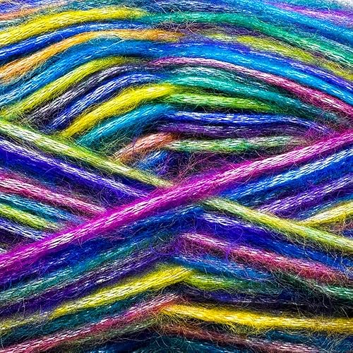 Miniatura 7 de Buvemu Colorido auto-rayas multicolor difuso con hilo de brillo sutil  56 poliéster 44 acrílico cada uno 176 onzas 176oz125 yardas 3773ft4 bolas Rio