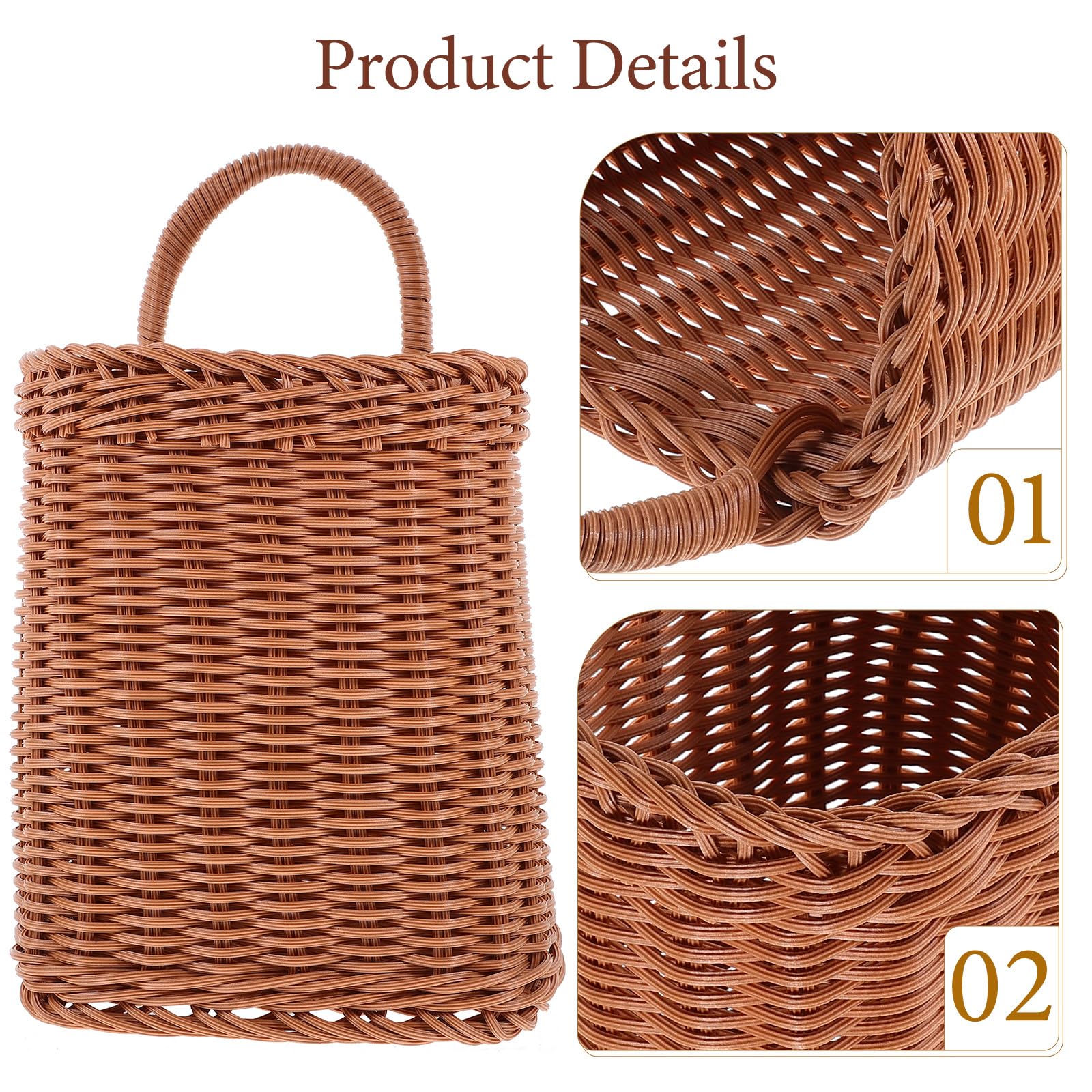 OSALADI Cesta Tejida Para Colgar En La Pared Cesta De Almacenamiento Hecha A Mano Cesta De Mimbre Florero De Granja Organizador De Montaje En Pared De Cocina Soporte Para Utensilios De
