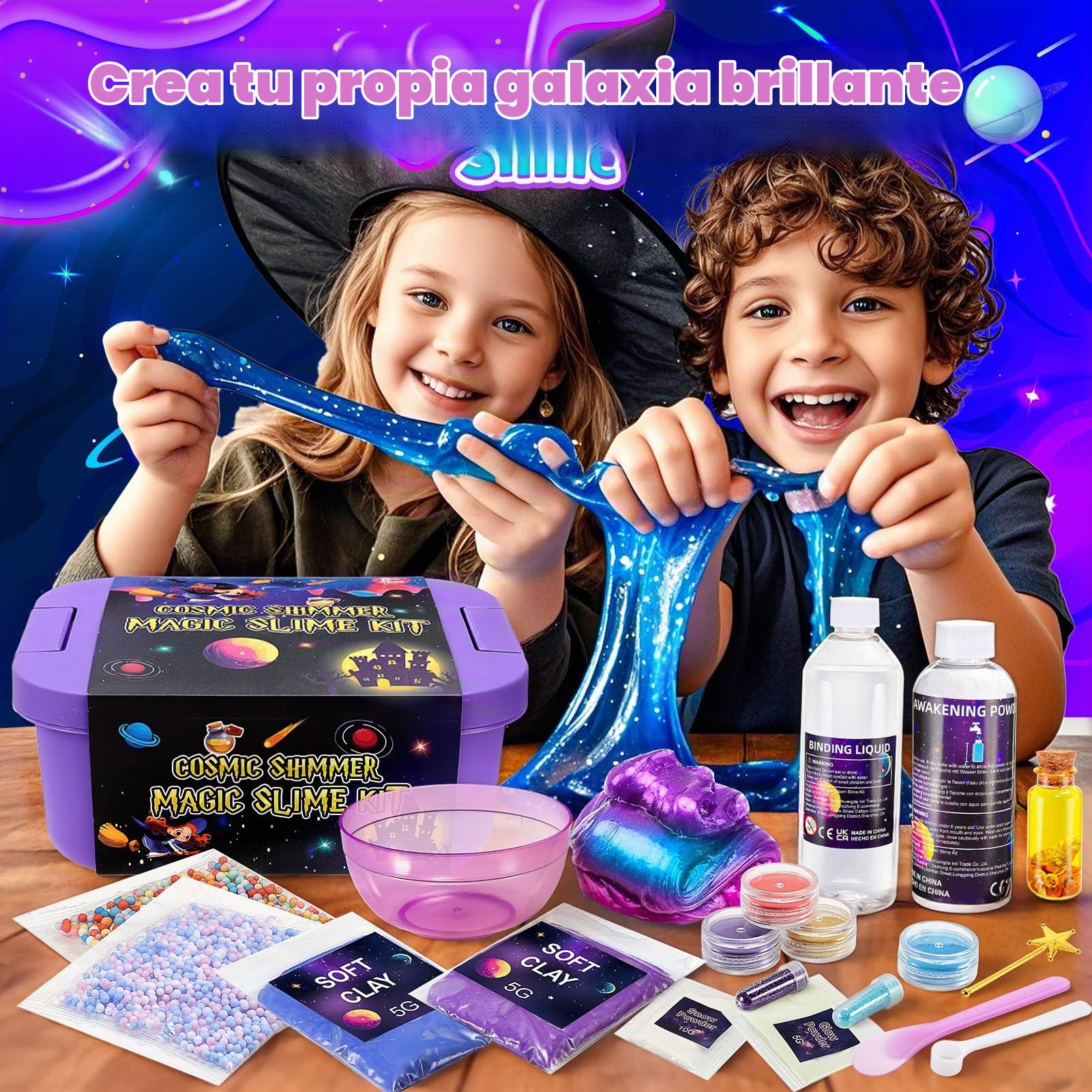 iKidiki Galaxy Slime Kit - Regalo para Niña 6-12 Años, Juguetes y Manualidades con Pociones Magicas