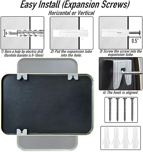 Miniatura 6 de Espejo rectangular de 24 x 16 pulgadas montado en la pared, marco de metal de aleación de aluminio, cristal HD, maquillaje para baño, entrada,