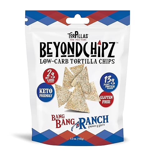 BeyondChipz Keto Tortilla Chips  Chips de proteína baja en carbohidratos  2 g de carbohidratos netos y 13 g de proteína de guisante  Snack saludable