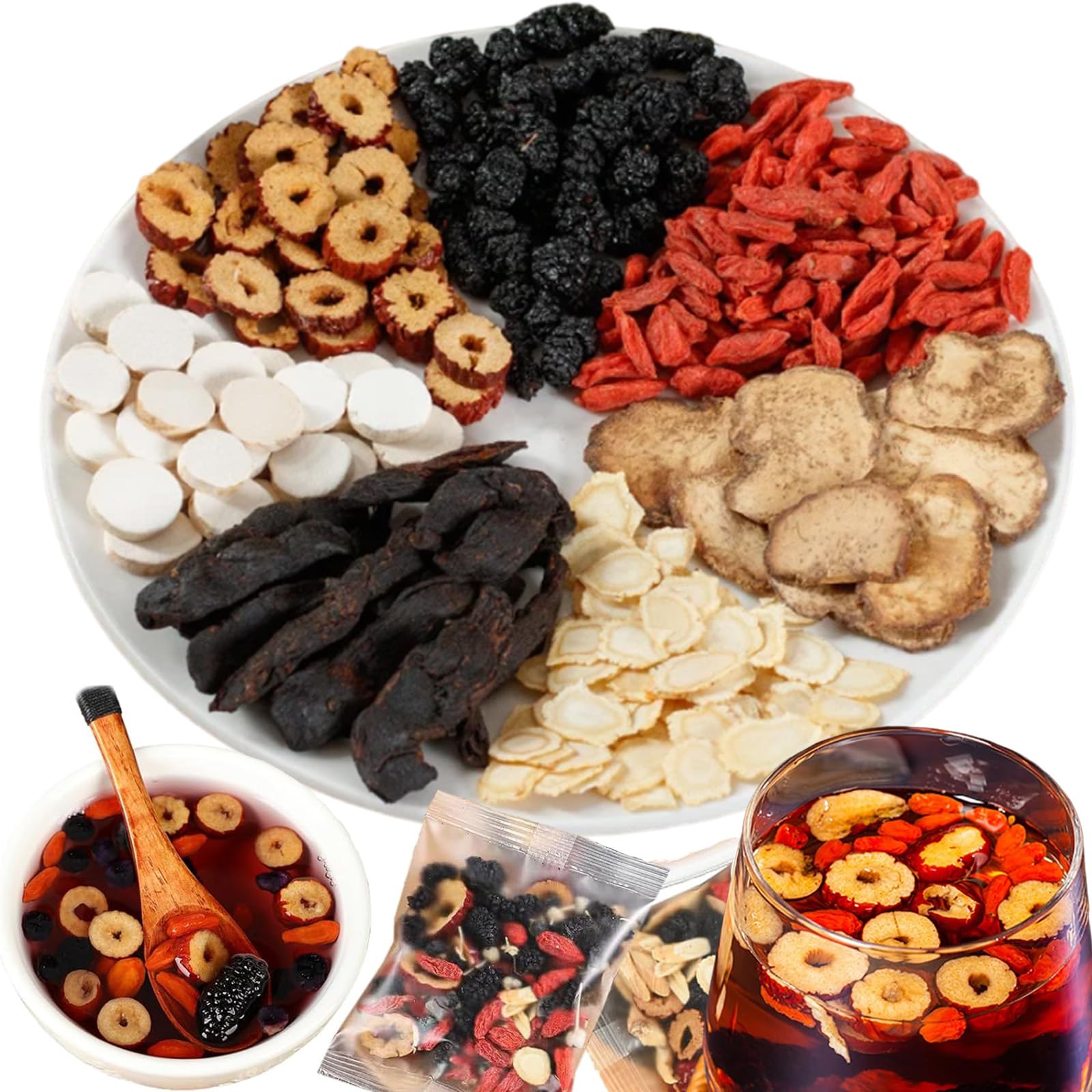 Six Treasure Kidney Cleanse Tea – Ginseng Five Treasures Herbal Detox Tea, Natural Chinese Traditional Formula, Organic Liver & Kidney Support for Men & Women