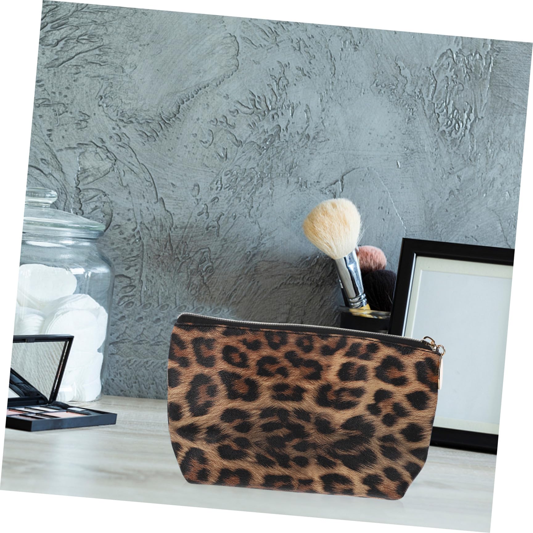 POPETPOP Borsa Trucco Leopardata 8.27 Pollici Set 2 Custodie Cosmetici in Pu Con Cerniera Portatrucchi Da Viaggio E Uso Quotidiano Per Ragazze E Donne