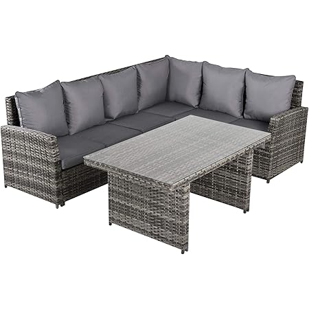 Sorrento Rattan 8 Seater Corner Sofa Set With Dining Table Outdoor Garden Furniture Amazon Co Uk Garden Outdoors
