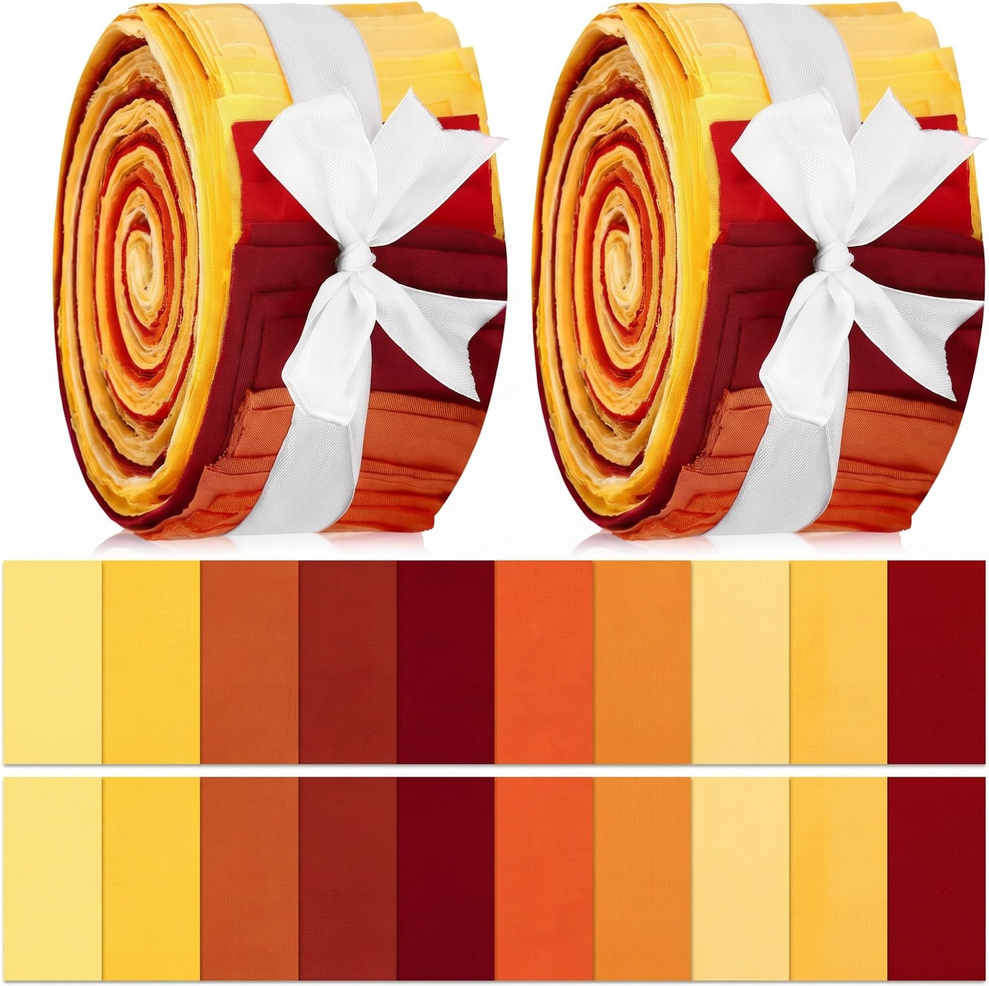 Hosuly 40 Pcs Fall Fabrics Orange Yellow Red Jelly Quilting Strips Roll