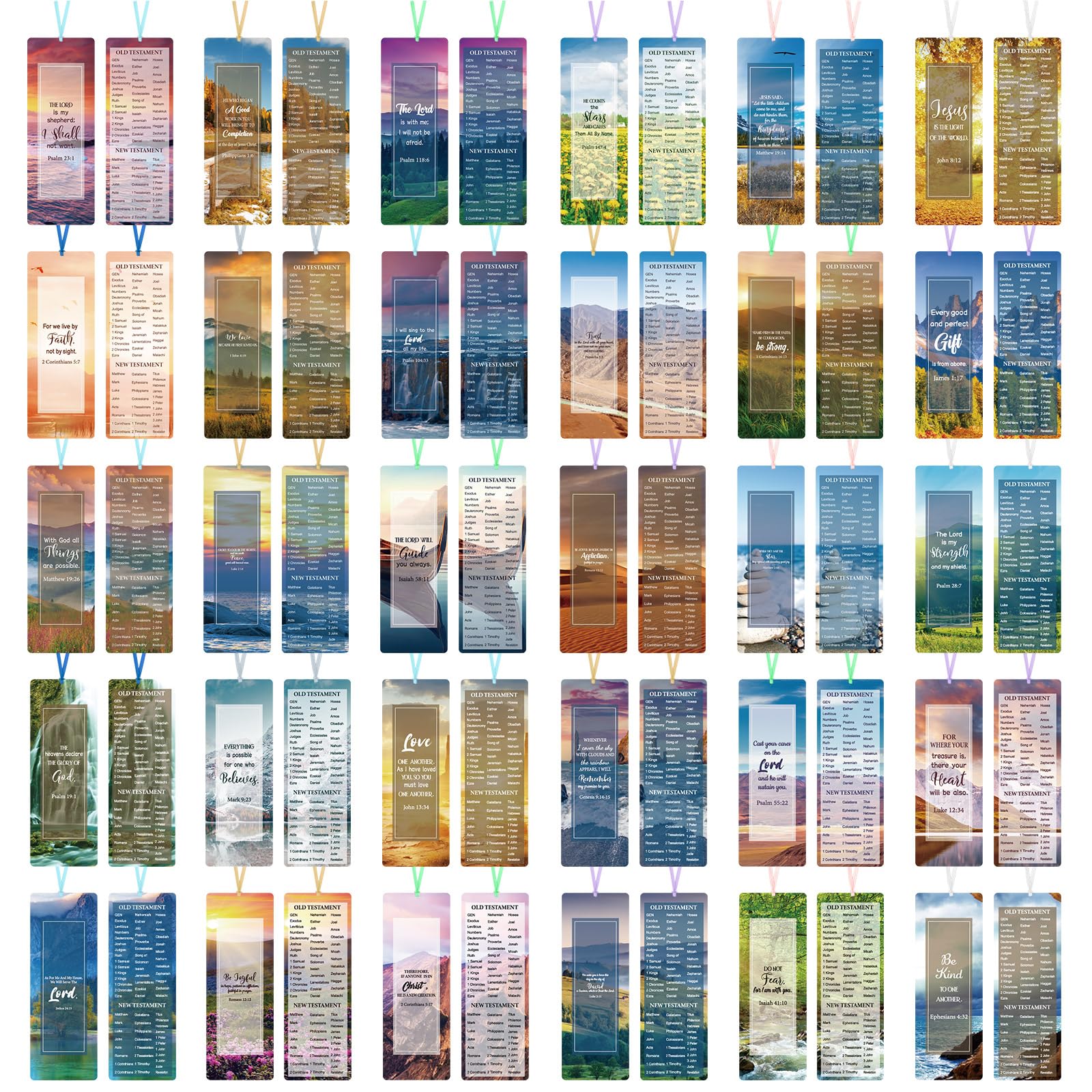 Chinco 120 Pack Bible Verse Bookmarks Scenery Christian Inspirational Scripture Book Markers Religious Motivational Encouragement Page Markers for Church Office Reading Lover Gifts