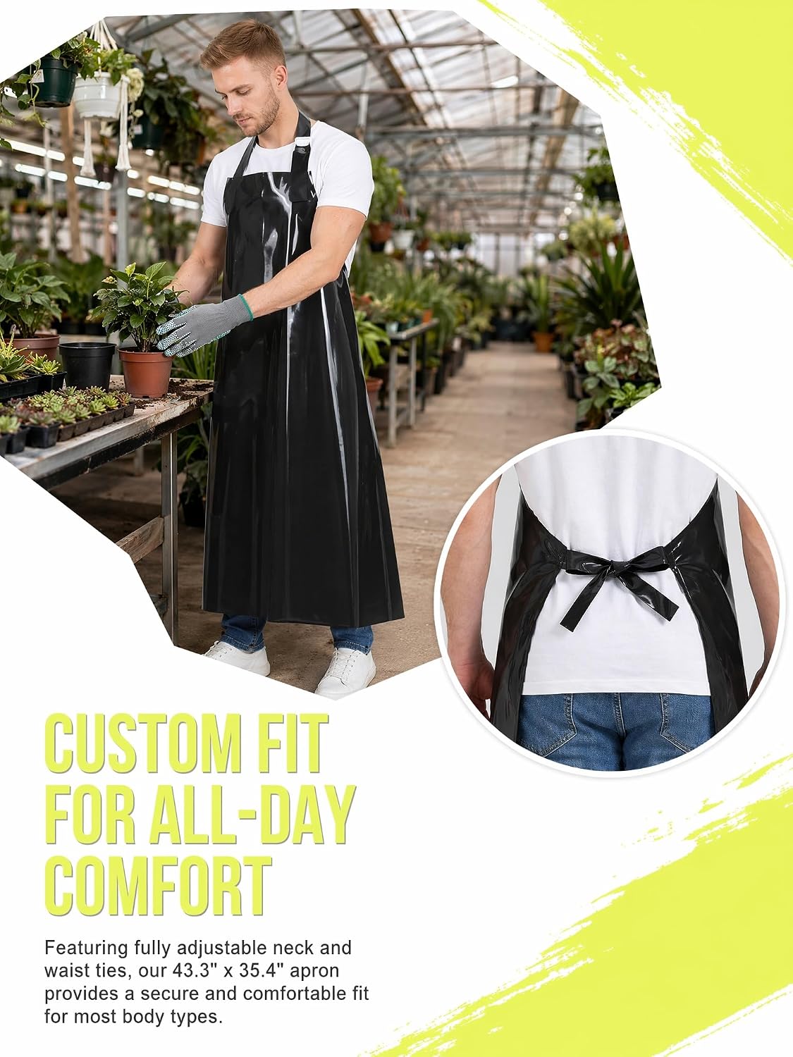 Molaxhome TPU Waterproof Apron Oil-resistant Chef Apron for Unisex Kitchen | Lightweight,Adjustable Neck Strap,Cooking Apron,for DishWashing,Cleaning,Butcher,Gardening,Chemical Lab