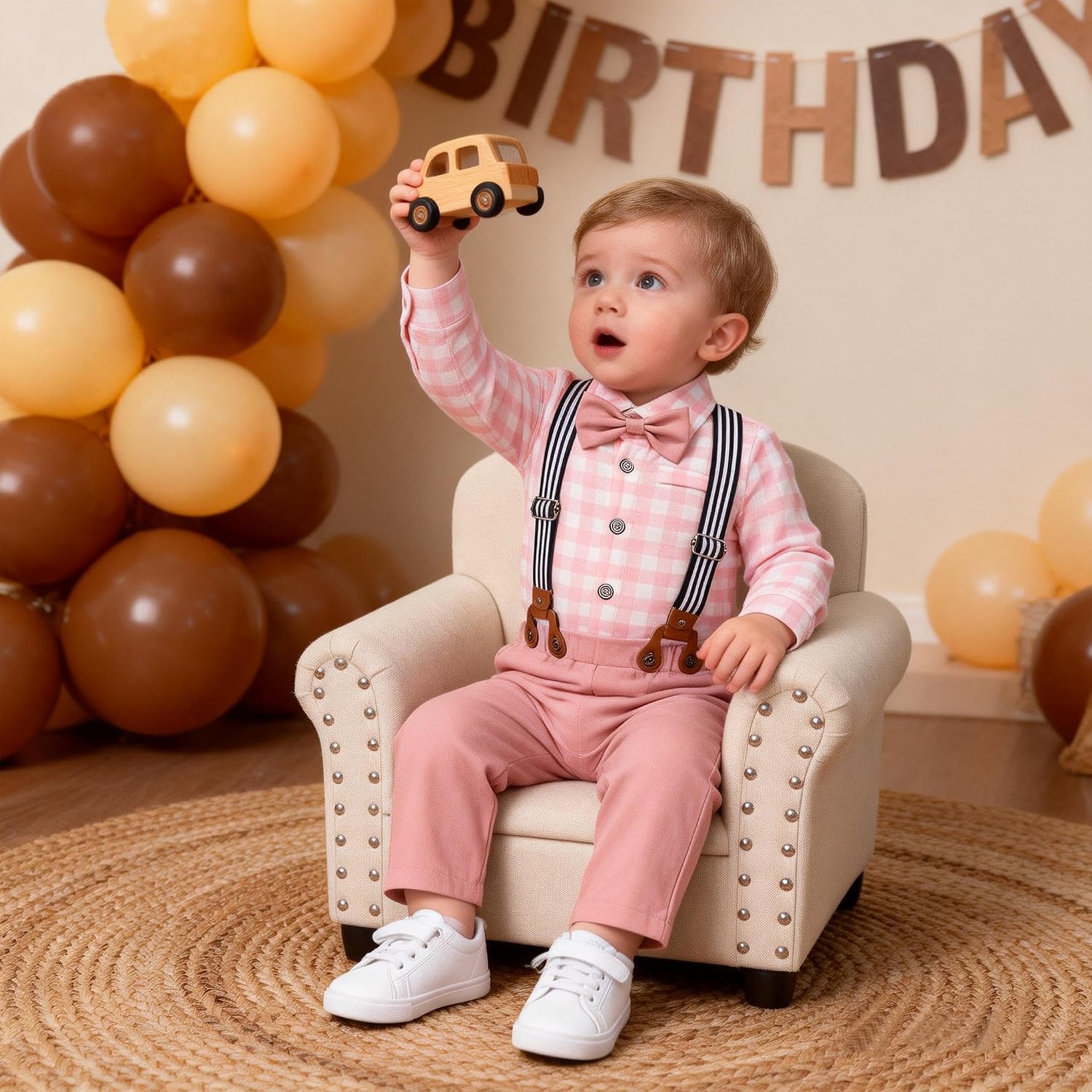 Baby Boy Suit Gentleman Outfit Clothes Infant Long Sleeve Dress Shirt+Suspender Pants+Bowtie Baby Boy Wedding Outfit