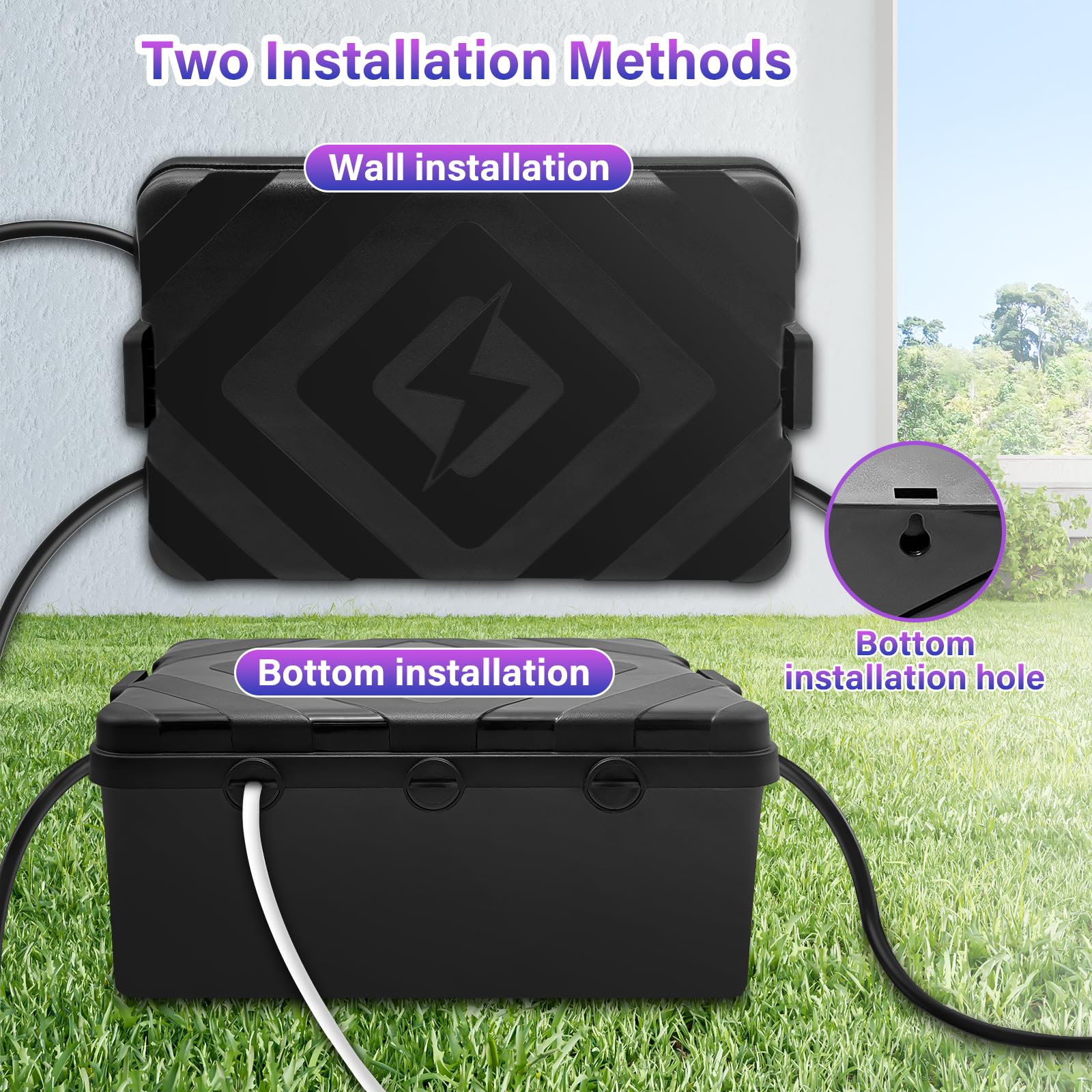 Boîte de câble étanche, Protection Prise Electrique Exterieure Etanche IP54, avec 7 trous, boîte électrique résistante aux intempéries, pour protéger les prises extérieures et interrupteurs