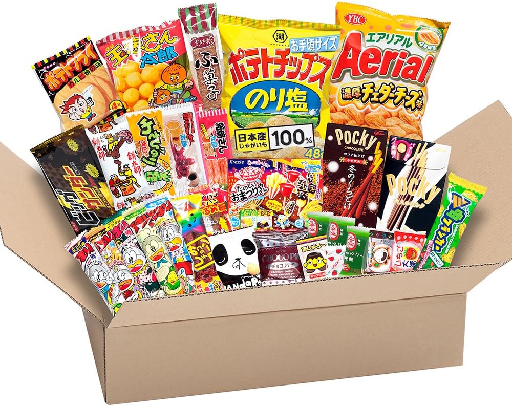 Japanese Valuable Party Snack BOX popular set Dagashi Japan Aerial chocolate Pocky with Akiba King Sticker