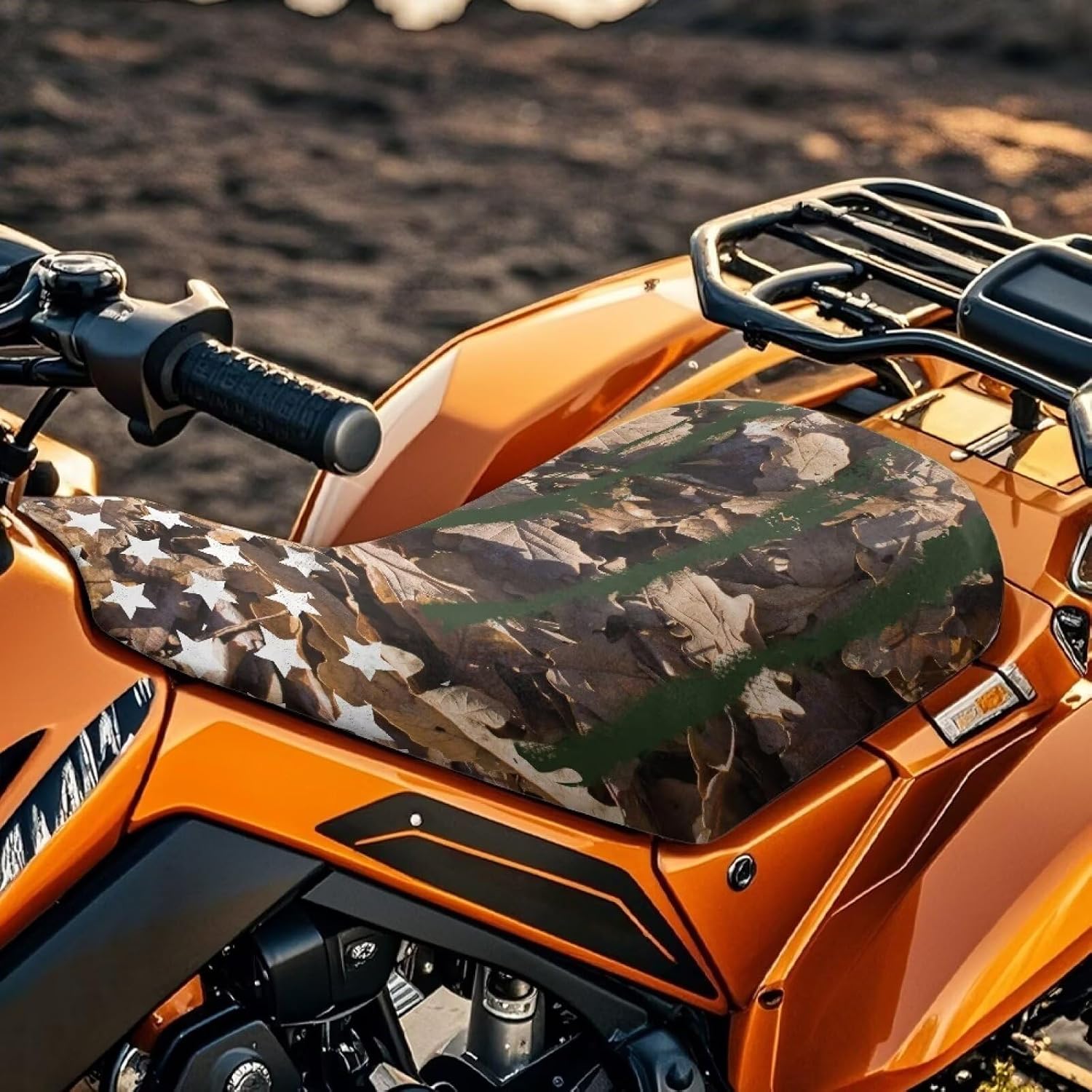 23×10 Inch Camouflage American Flag ATV Seat Cover Waterproof 4-Wheeler Seat Cover for Polaris Sportsman 570 450 850, Polaris Scrambler 400 500 850 1000, Honda Rancher 420