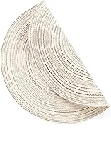 Vista 2 de SHACOS - Juego de 6 manteles individuales circulares y trenzados para mesa de cocina y comedor, lavables, de 15 pulgadas (color marfil, 6 unidades)