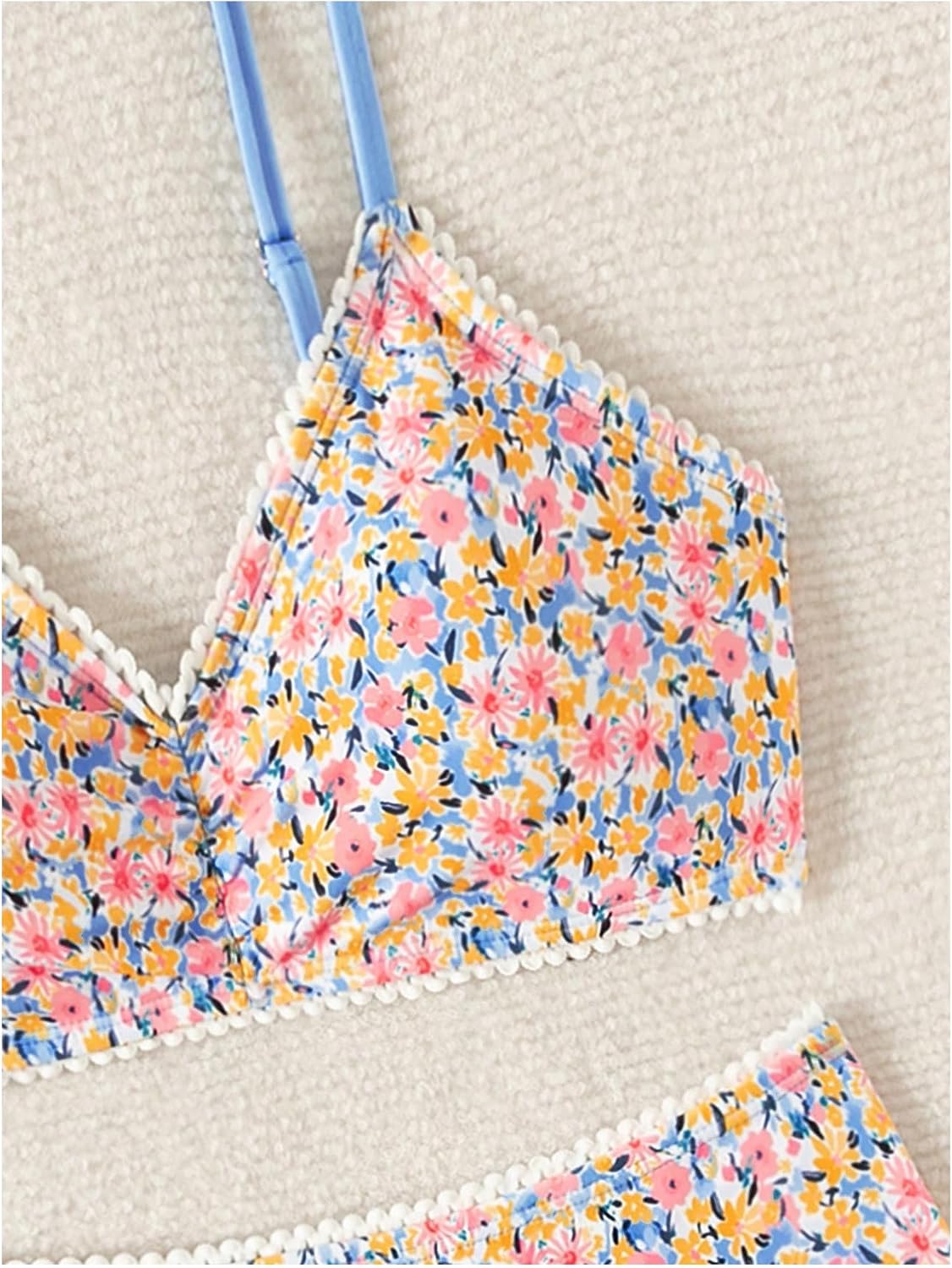 SOLY HUX Bathing Suit for Women Floral Print Swimsuit V Neck Spaghetti Strap Two Piece Bikini Sets - Image 3