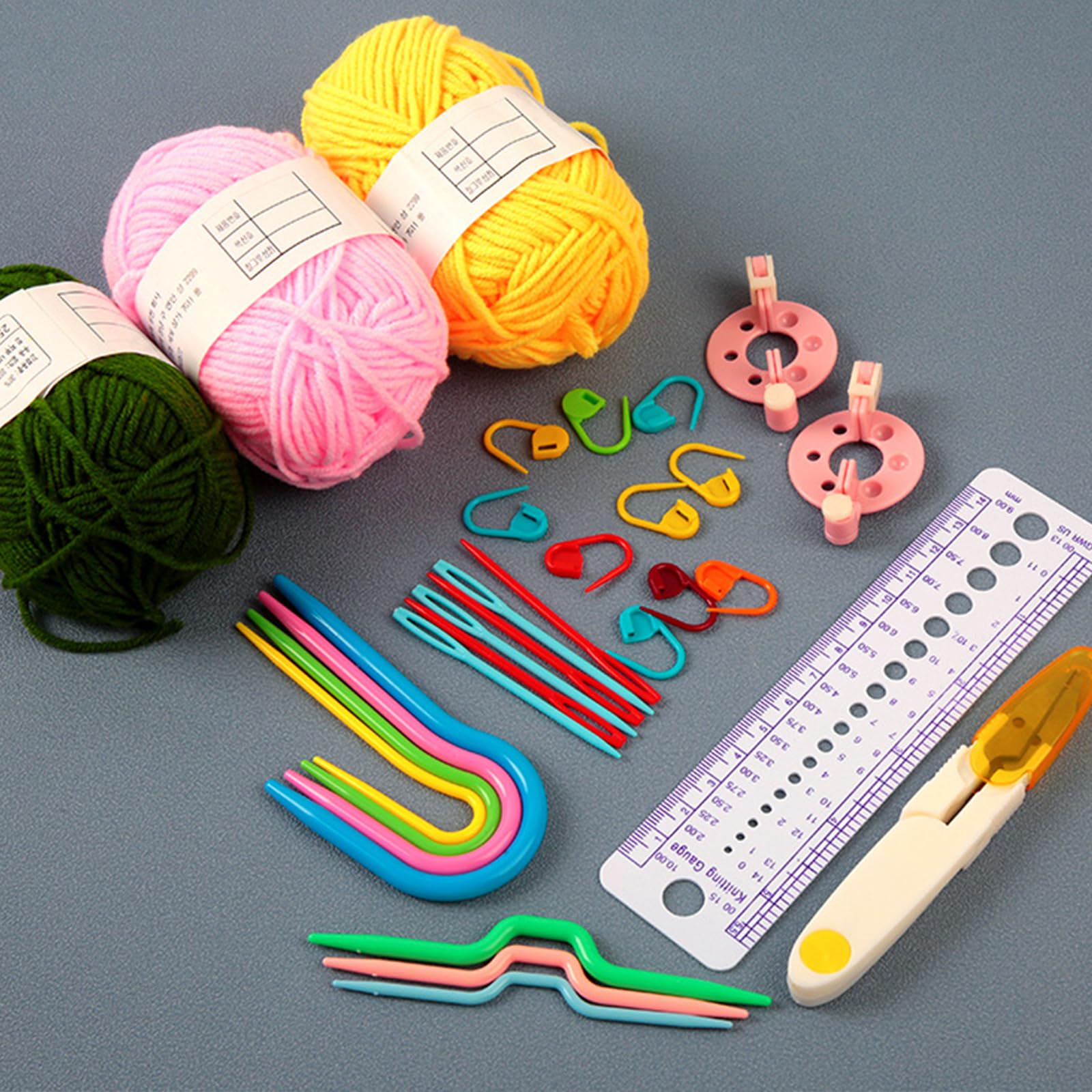 Juego de 58 agujas de ganchillo ergonómicas para tejer con estuche de almacenamiento y accesorios de aguja de ganchillo, suministros de tejer, accesorios de tejer y herramientas