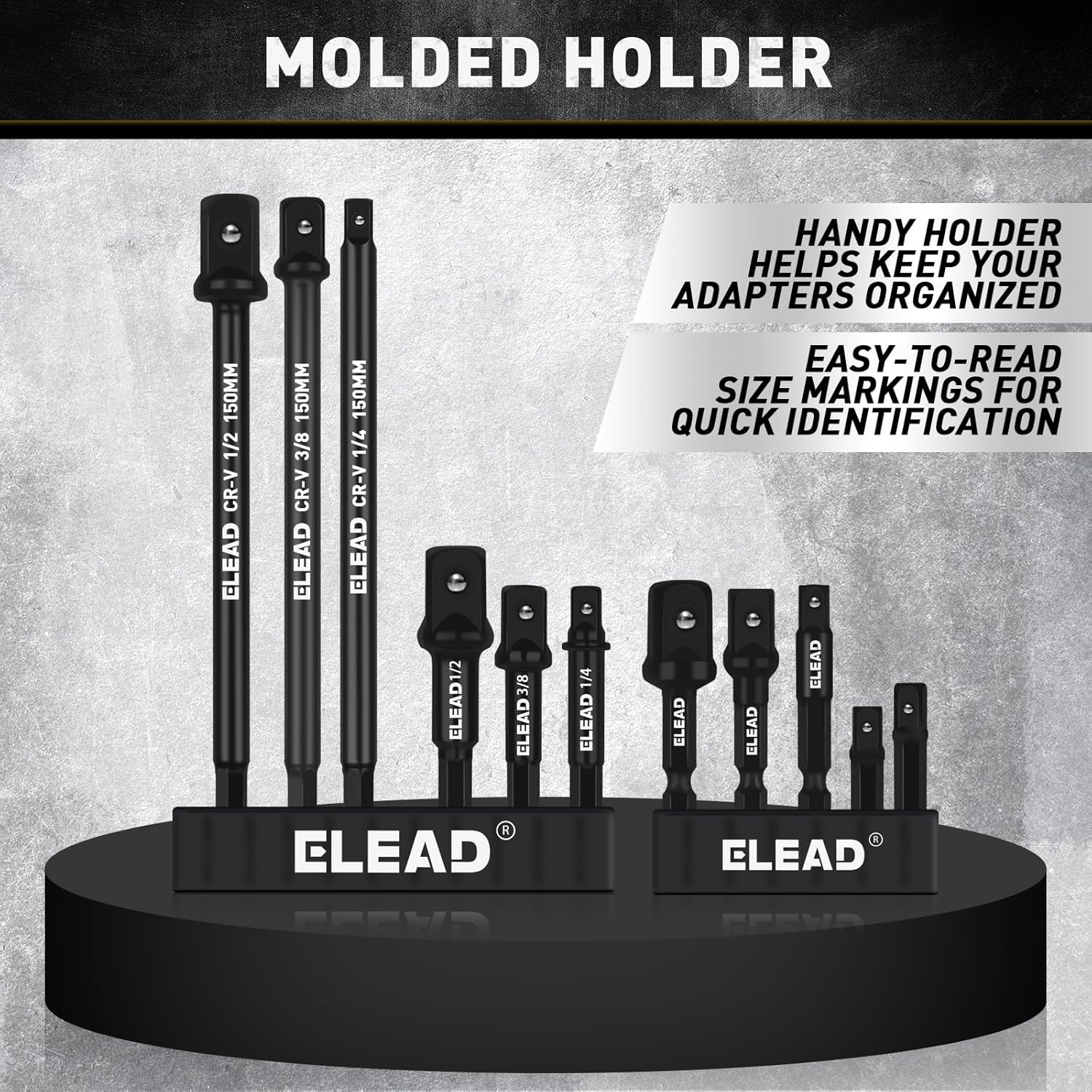 11-Piece Impact Socket Adapter Set, 1/4-Inch Hex Shank, 1/4" 3/8" 1/2" Impact Socket Driver Set, Drill Sockets Extension Bit, Sockets Driver Adapter, Drill Extension with Holder - Image 5