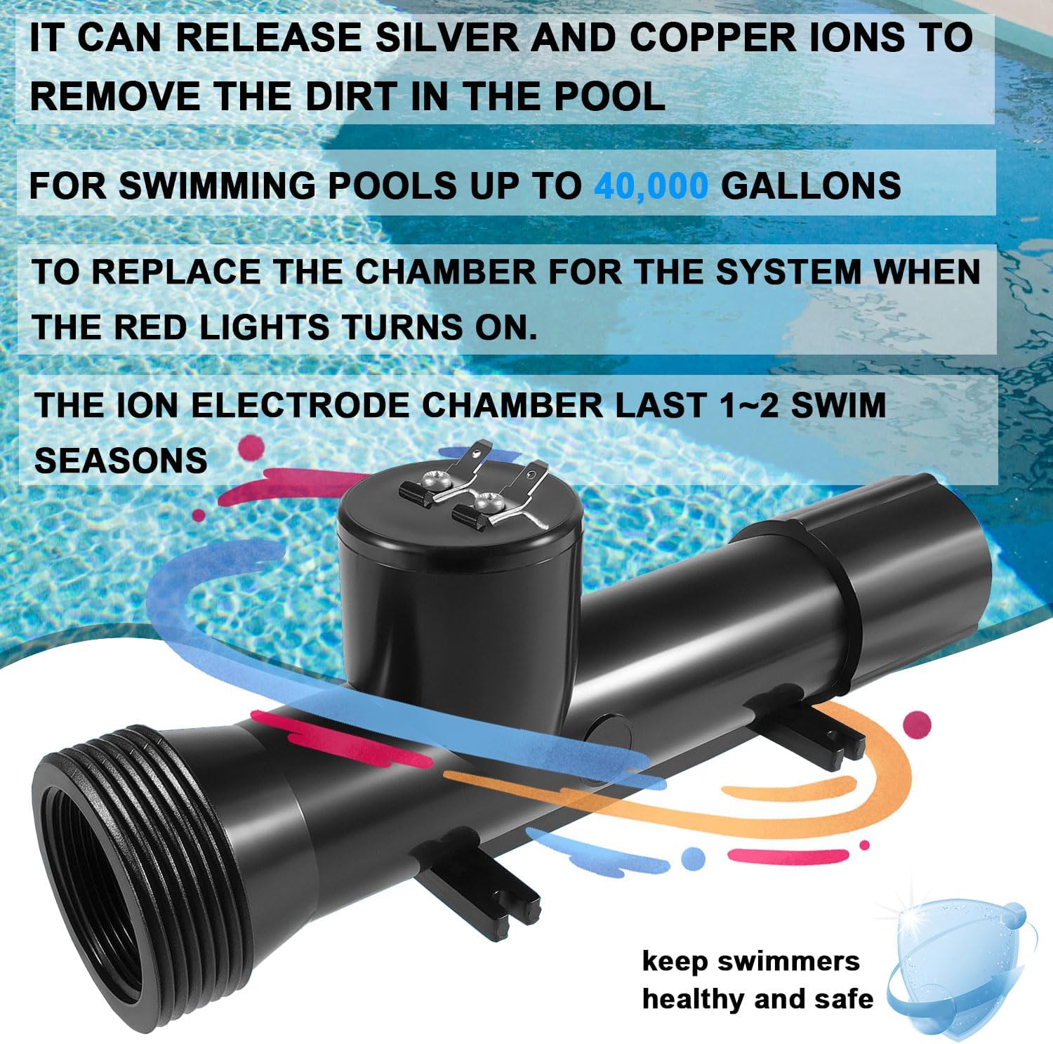 mooncar 4CH4002-R Swimming Pool Ionizer Chamber Replacement Chamber for Hybrid Pool Treatment System