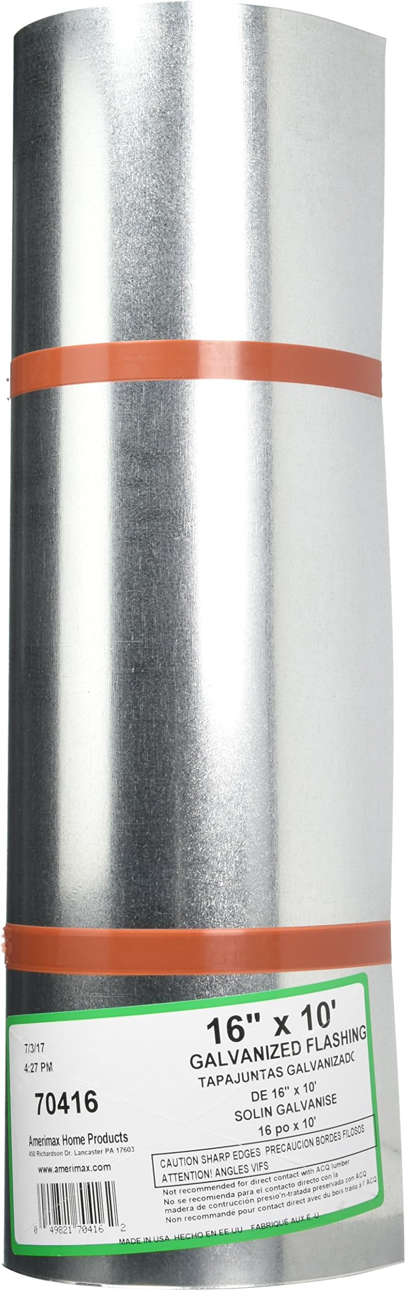 AMERIMAX HOME PRODUCTS 70416 16 x 10-Feet Galvanized Flashing