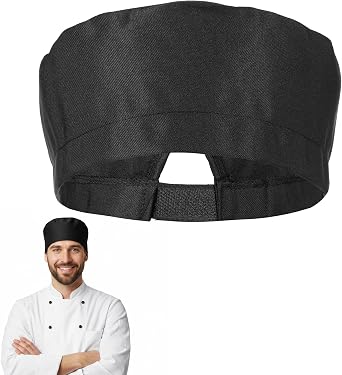 Chef Hats, Chef Hats for Men Women, Black Chefs Hat Adjustable Kitchen Cooking Caps with Breathable Mesh, Bakers Hat for Kitchen Cooking