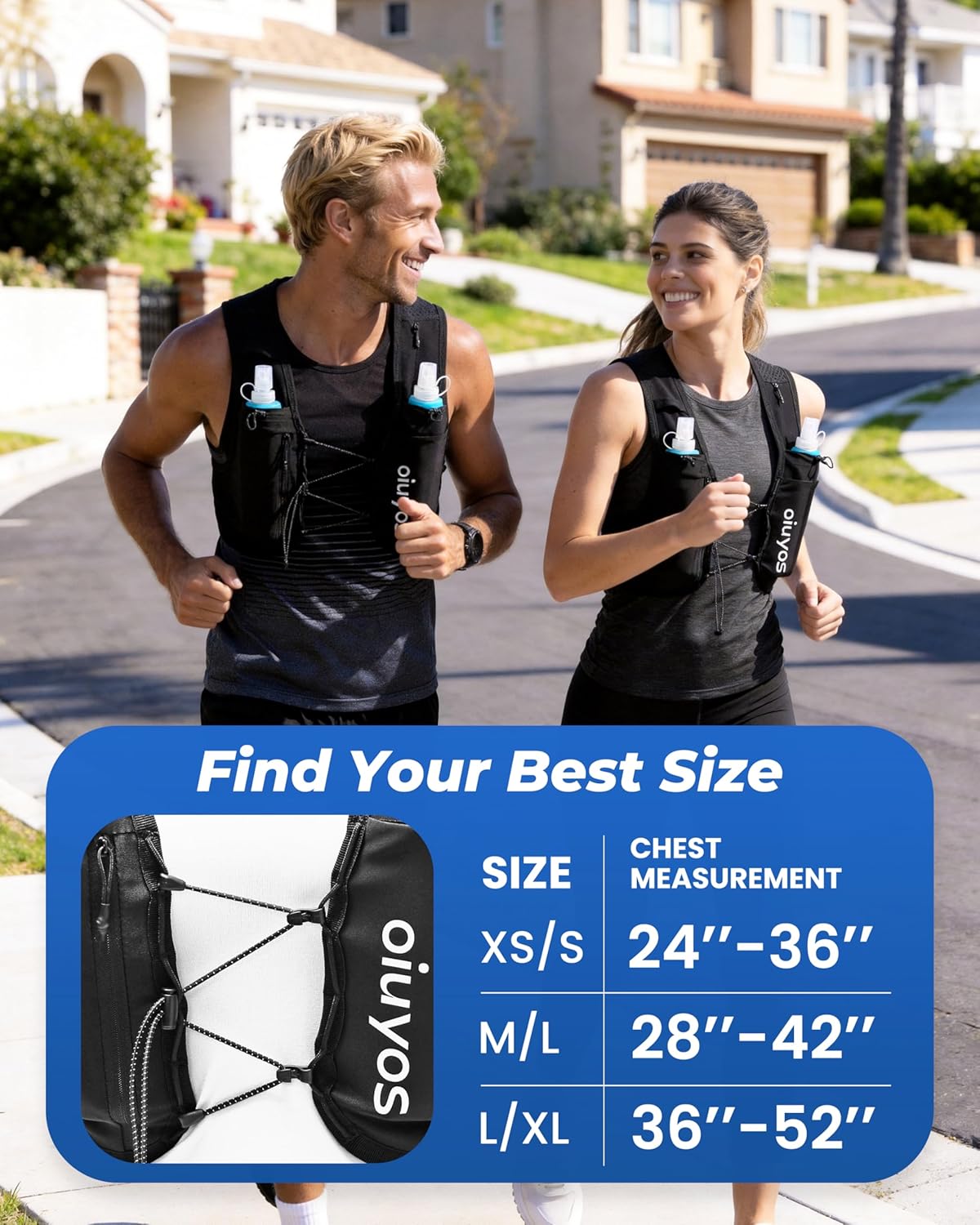 Running Vest (Medium) & 2 Pack Soft Water Bottle