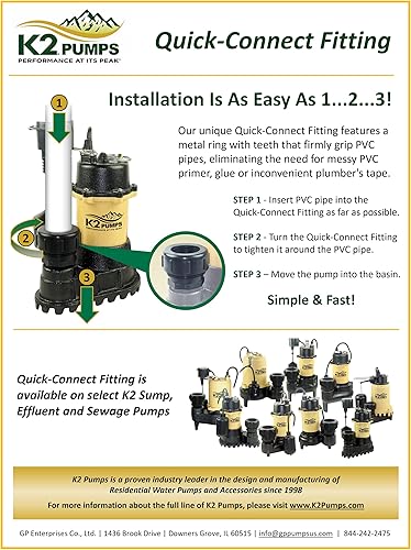Miniatura 9 de K2 Bombas SPI07502K, bomba de sumidero de hierro fundido de 34 HP con interruptor vertical y QCF