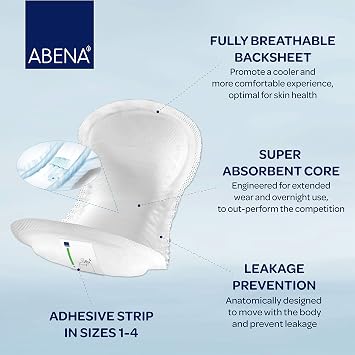 Abena Abri-San Premium Incontinence Pads, Light Absorbency, (Sizes 1 To 3A) Size 1, 28 Count