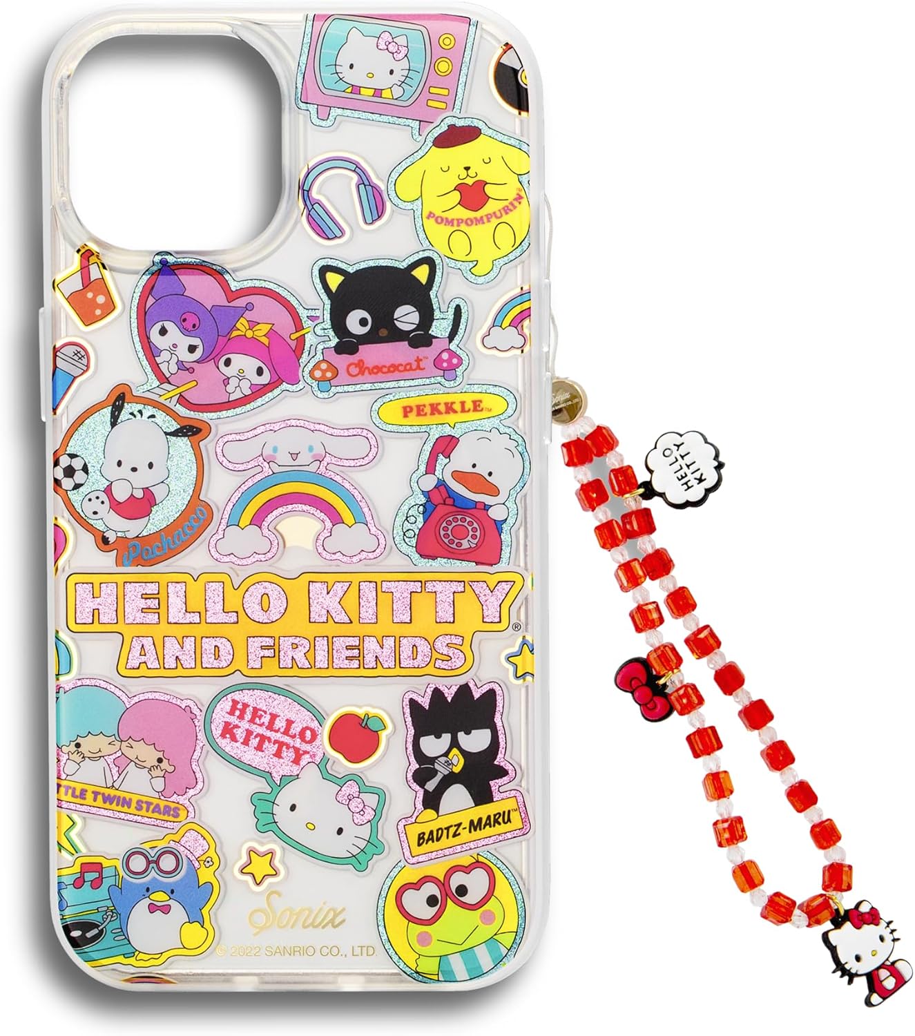 Sonix x Sanrio Case + Phone Wristlet with Charms (Hello Kitty) for iPhone 15, 14, 13 | Hello Kitty and Friends Stickers
