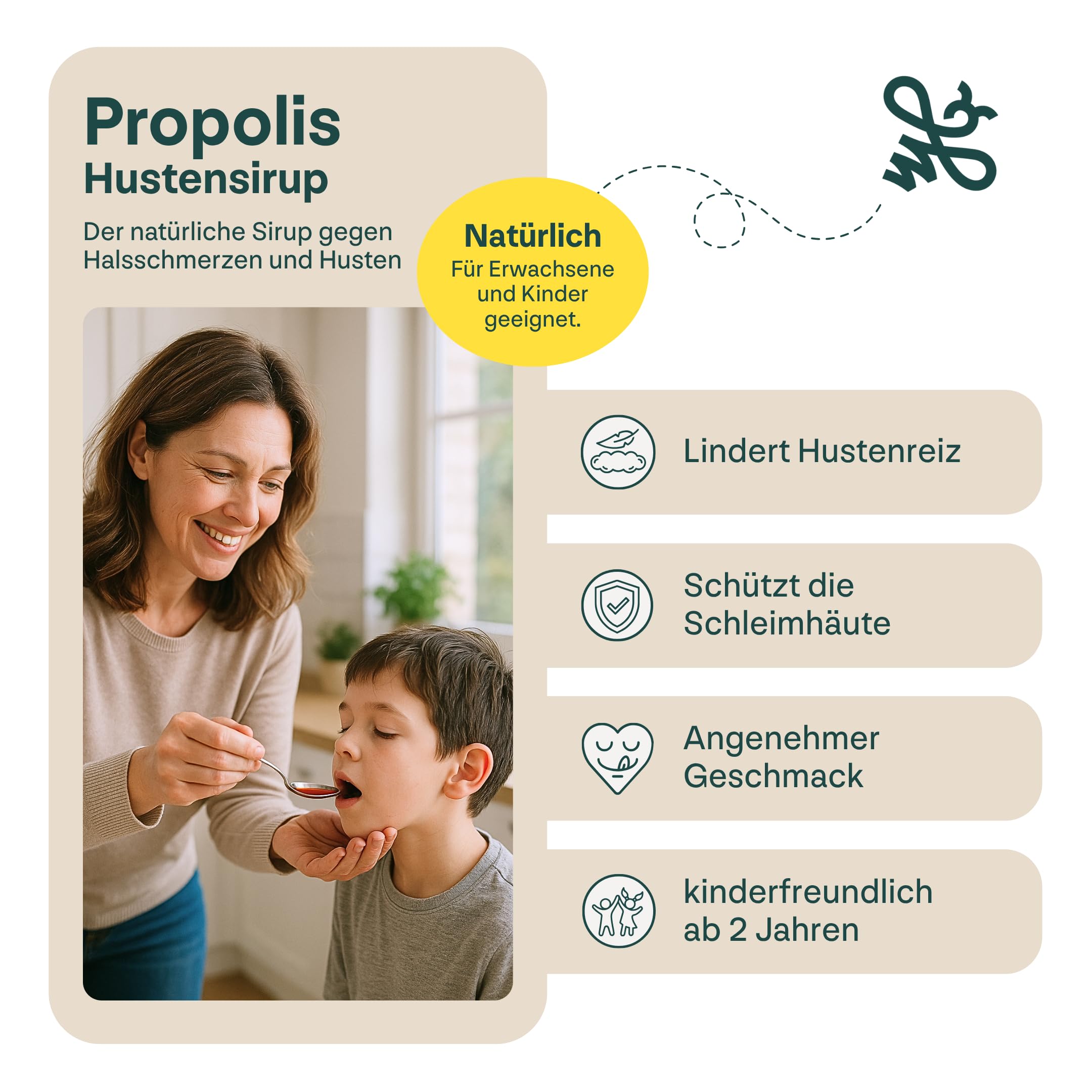 Propolis Hustensirup 100 ml – mit Propolis-Extrakt, Thymian, Grindelia & Eibischwurzel – alkoholfrei, lindert Hustenreiz & löst Schleim - ab 2 Jahren (3)