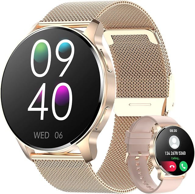 LIGE Smart Watches for Women,1,32" HD Full Touch Screen Fitness Watch for Android iOS with Bluetooth Calling,20 Sport Modes,Stopwatch,Calorie,Heart Rate,IP67 Waterproof,Ladies Smartwatch