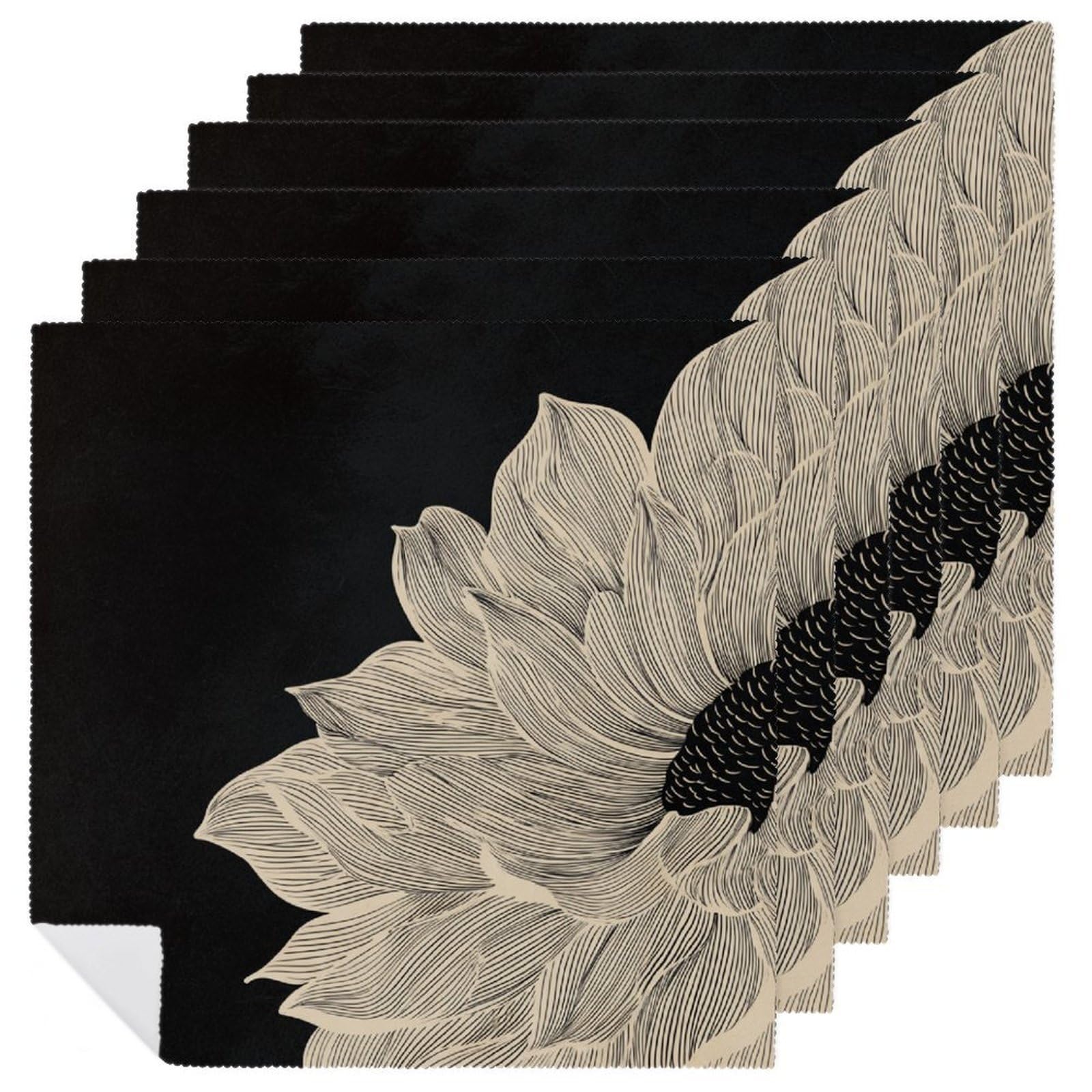 Minimalist Abstract Floral Line Art Cloth Napkins Set of 6, Square Premium Reusable Washable Polyester Table Linen Napkin for Dinner Party