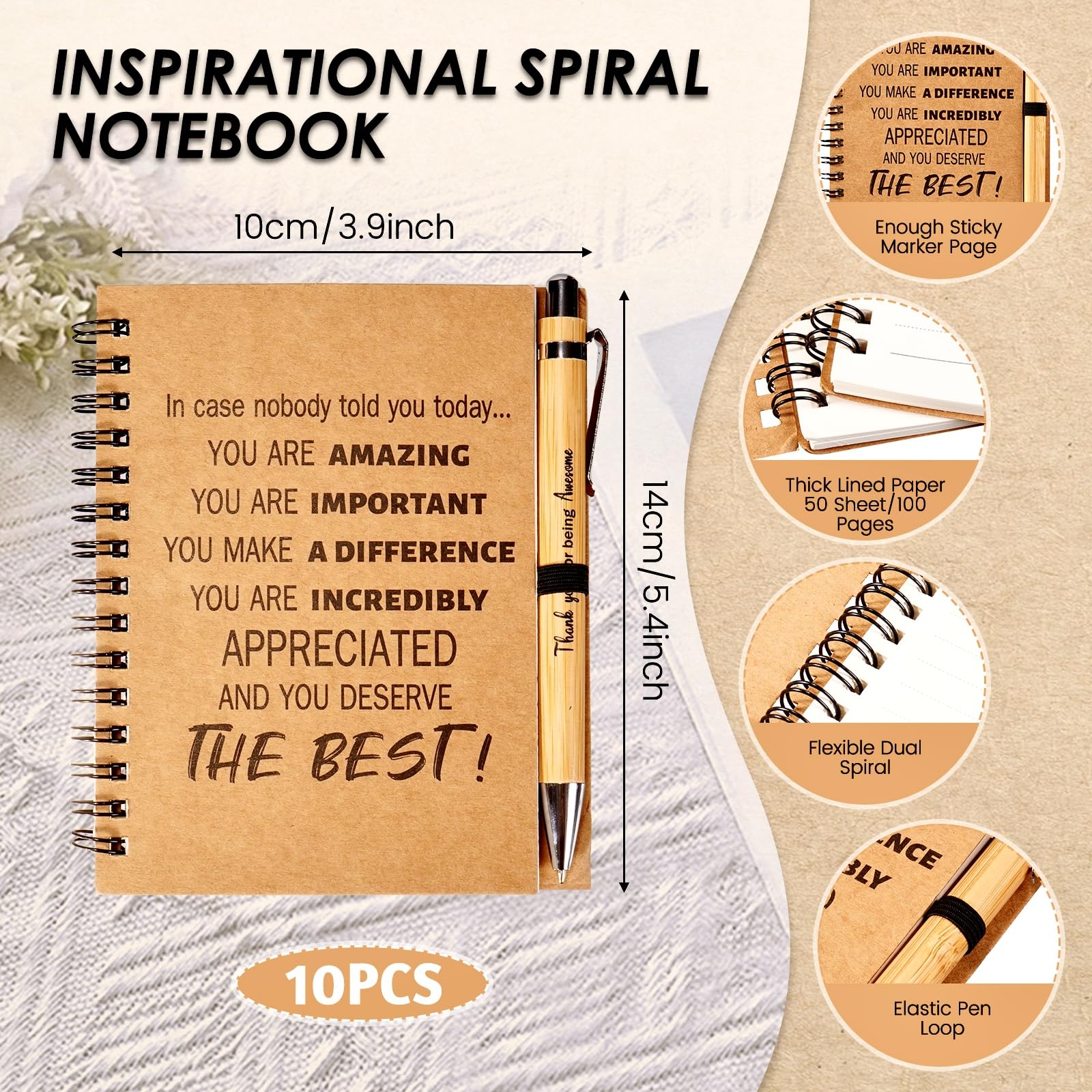 20 PCS Employee Appreciation Gifts Bulk for Coworker Inspirational Bamboo Ballpoint Pens with Motivational Notebook Thank You Gifts for Colleagues Staff Teacher Volunteer Team Nurse Gifts - Image 2