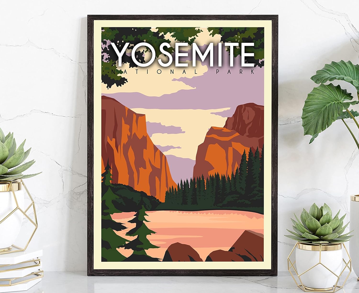 Yosemite National Park, Retro Travel Poster Print, Yosemite National park in California, Office Wall Art - 16x20