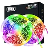 Generic LED Strip Lights, 100ft (2 Rolls of 50ft) Rope Light with 44-Key Remote, RGB 5050 Color Changing Music Sync Led Strip for Bedroom Decor, Phone App Control Lights, White