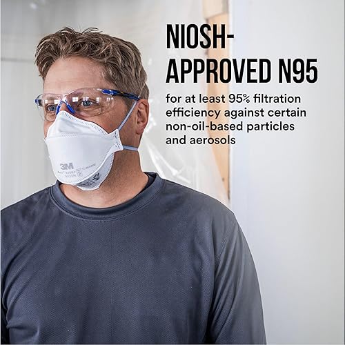Miniatura 2 de 3M Aura - Respirador de partículas 9205+ N95, ligero, con diseño de tres paneles que ayuda a proporcionar una protección respiratoria cómoda y