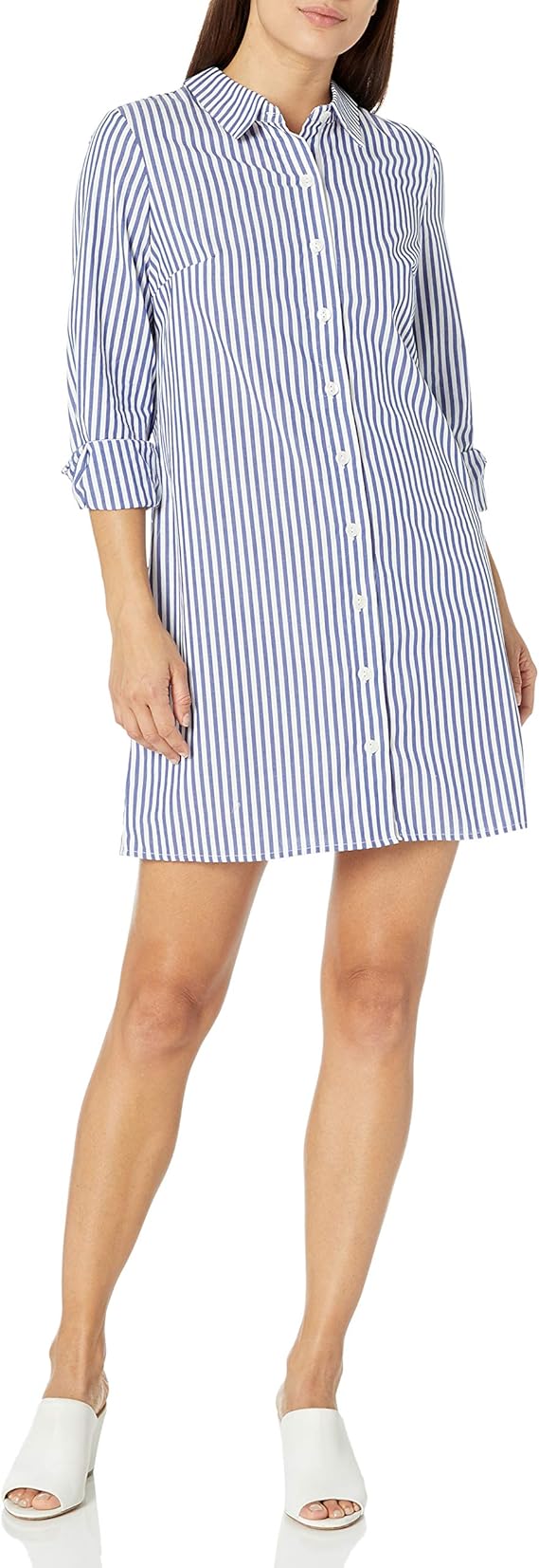 petite button front dress