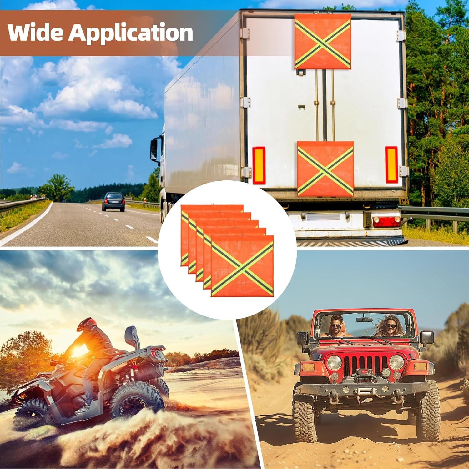 6 Pcs Reflective Cross Safety Flags, 18 In Truck Warning Flags, Pvc Mesh Weatherproof For Kayak And Trailer, Orange